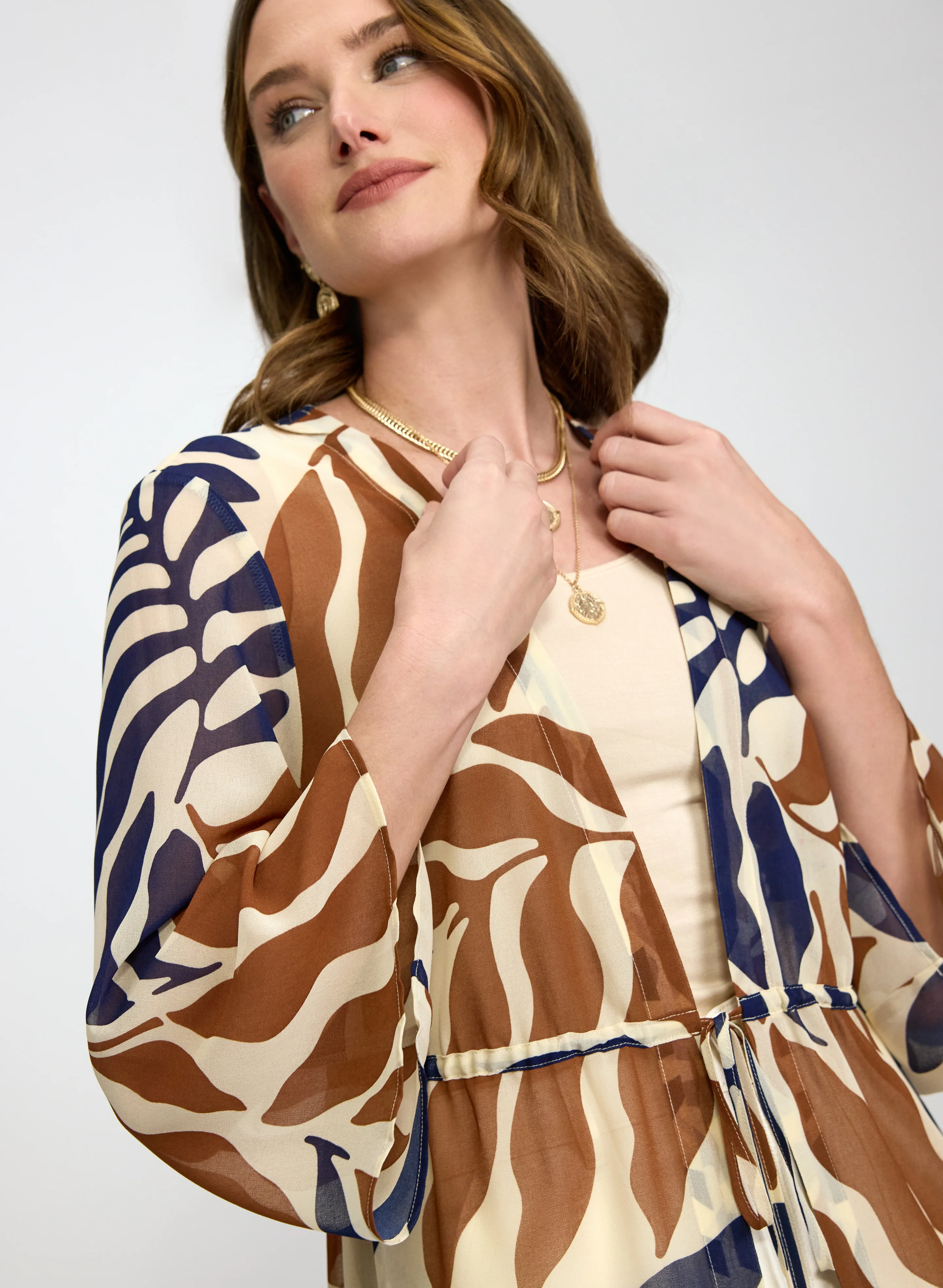 Leaf Print Chiffon Blouse - Image 7