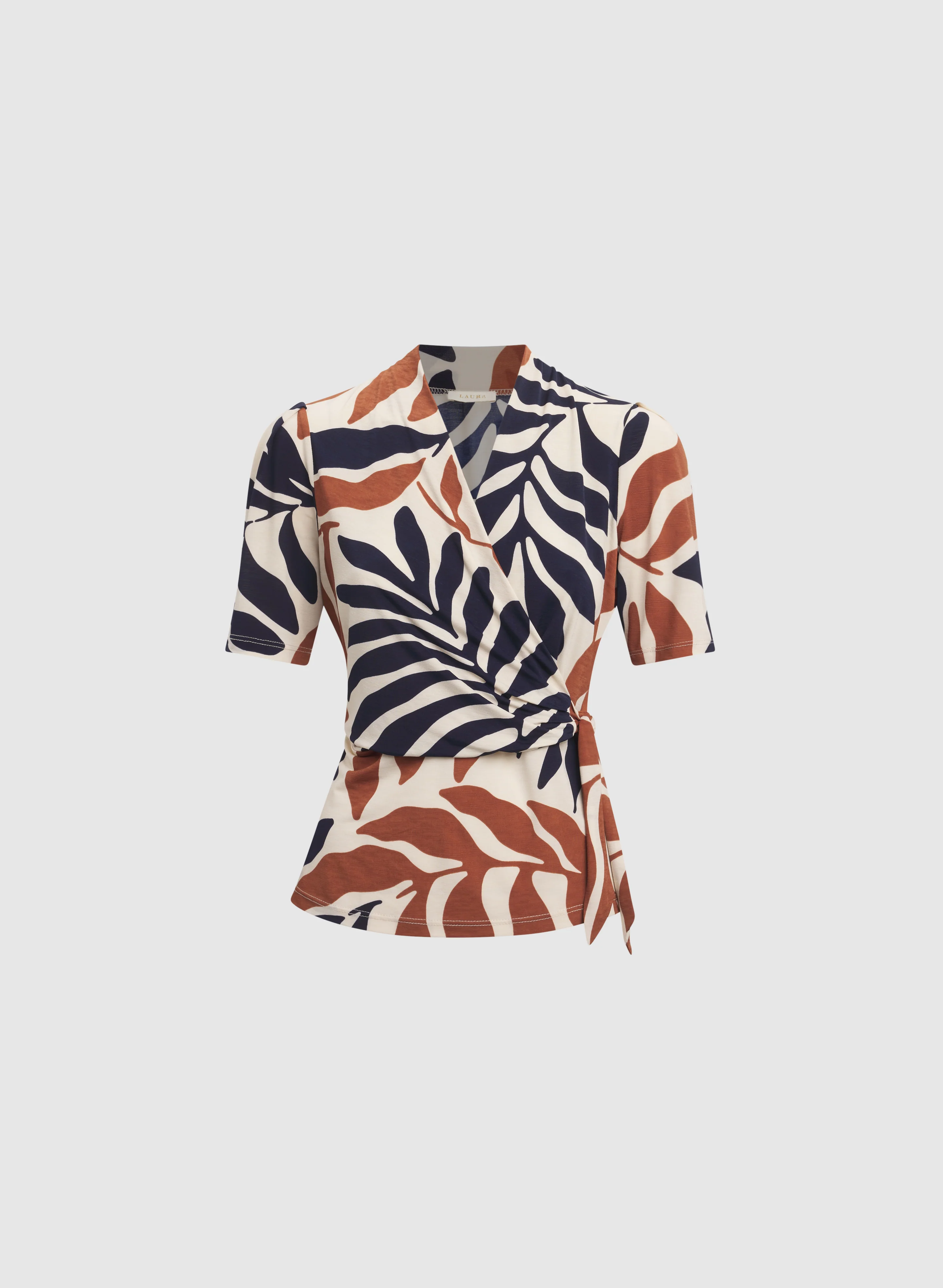 Leaf Print Faux-Wrap Top - Image 6