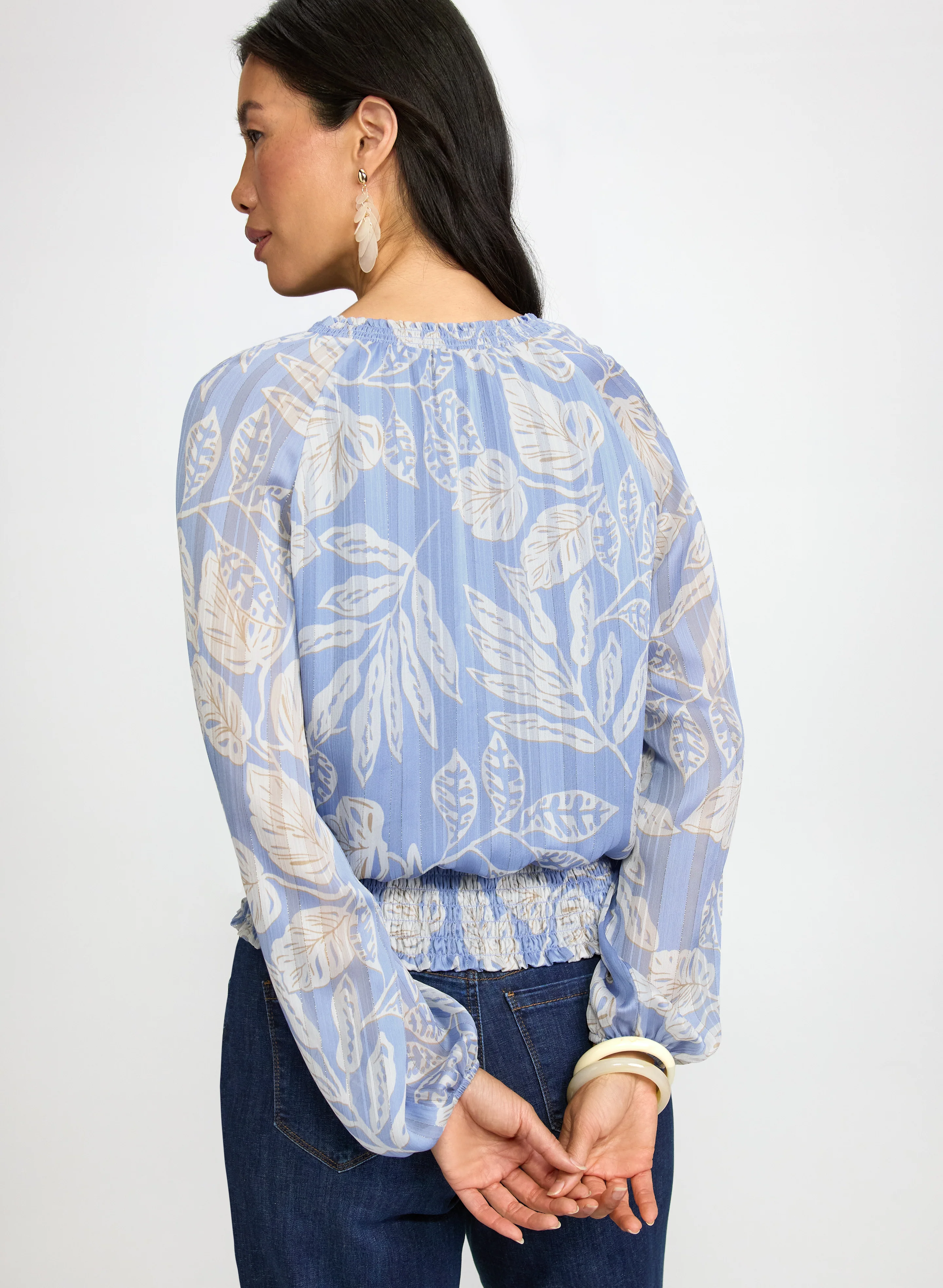 Leaf Print Lurex Blouse - Image 3