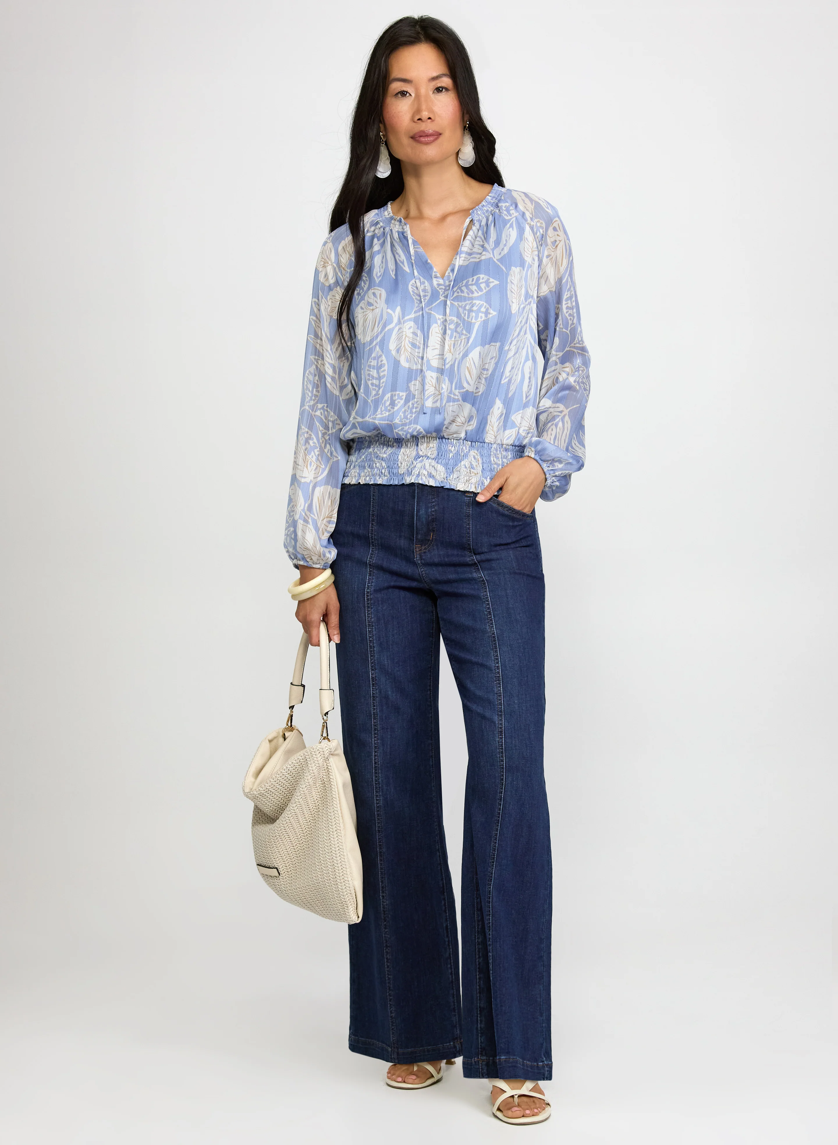 Leaf Print Lurex Blouse - Image 4