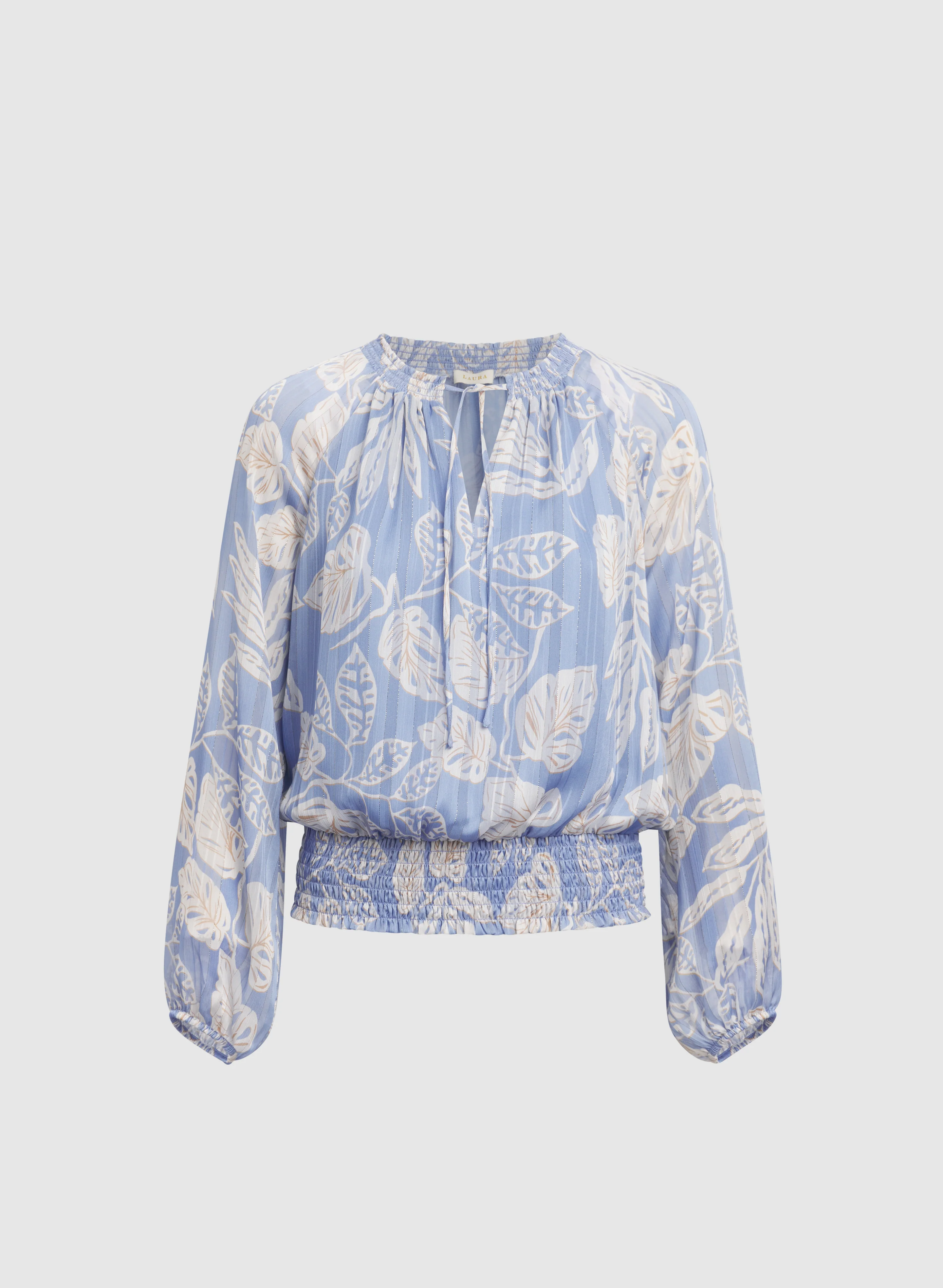 Leaf Print Lurex Blouse - Image 6