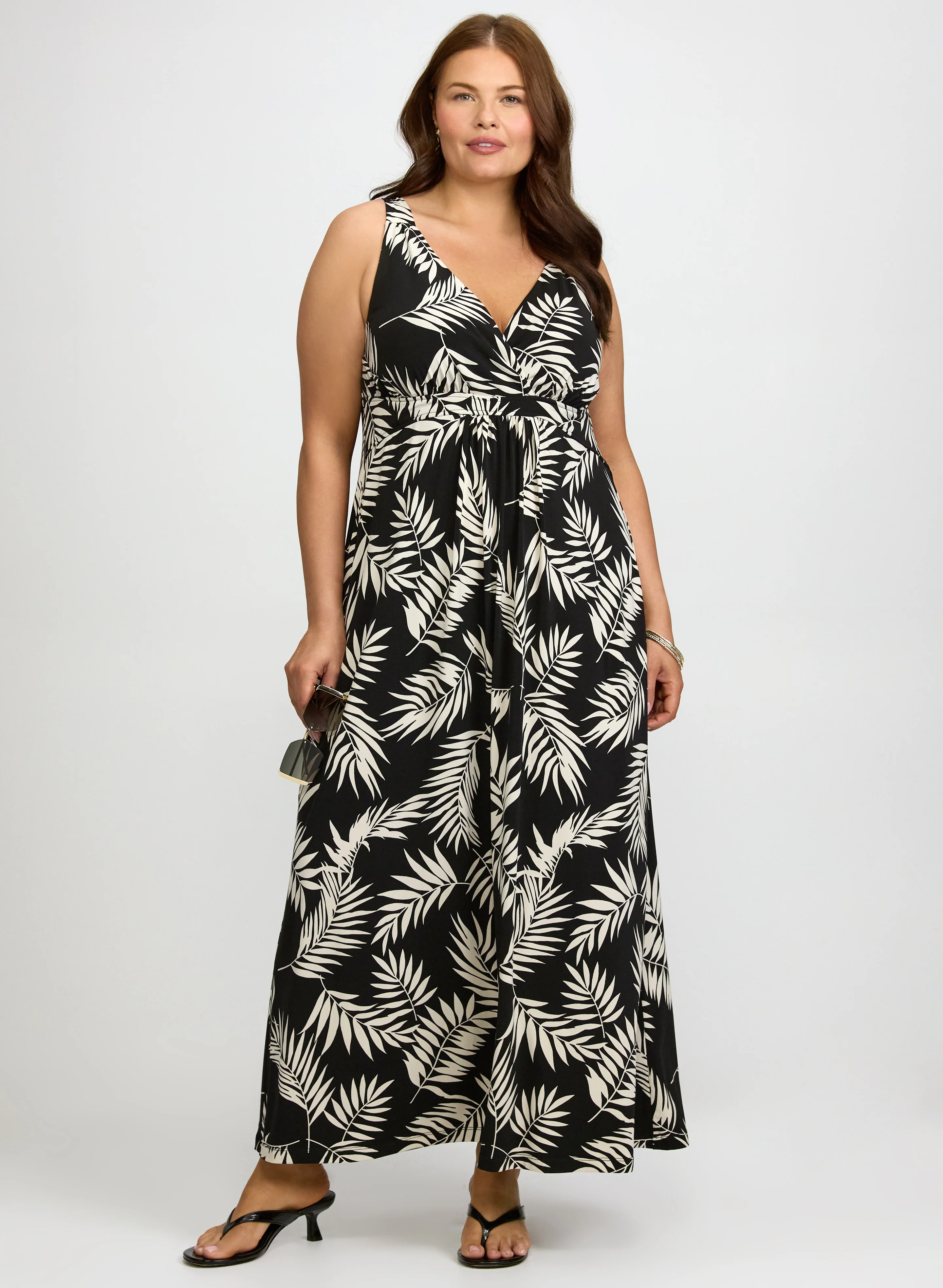 Leaf Print Maxi Dress