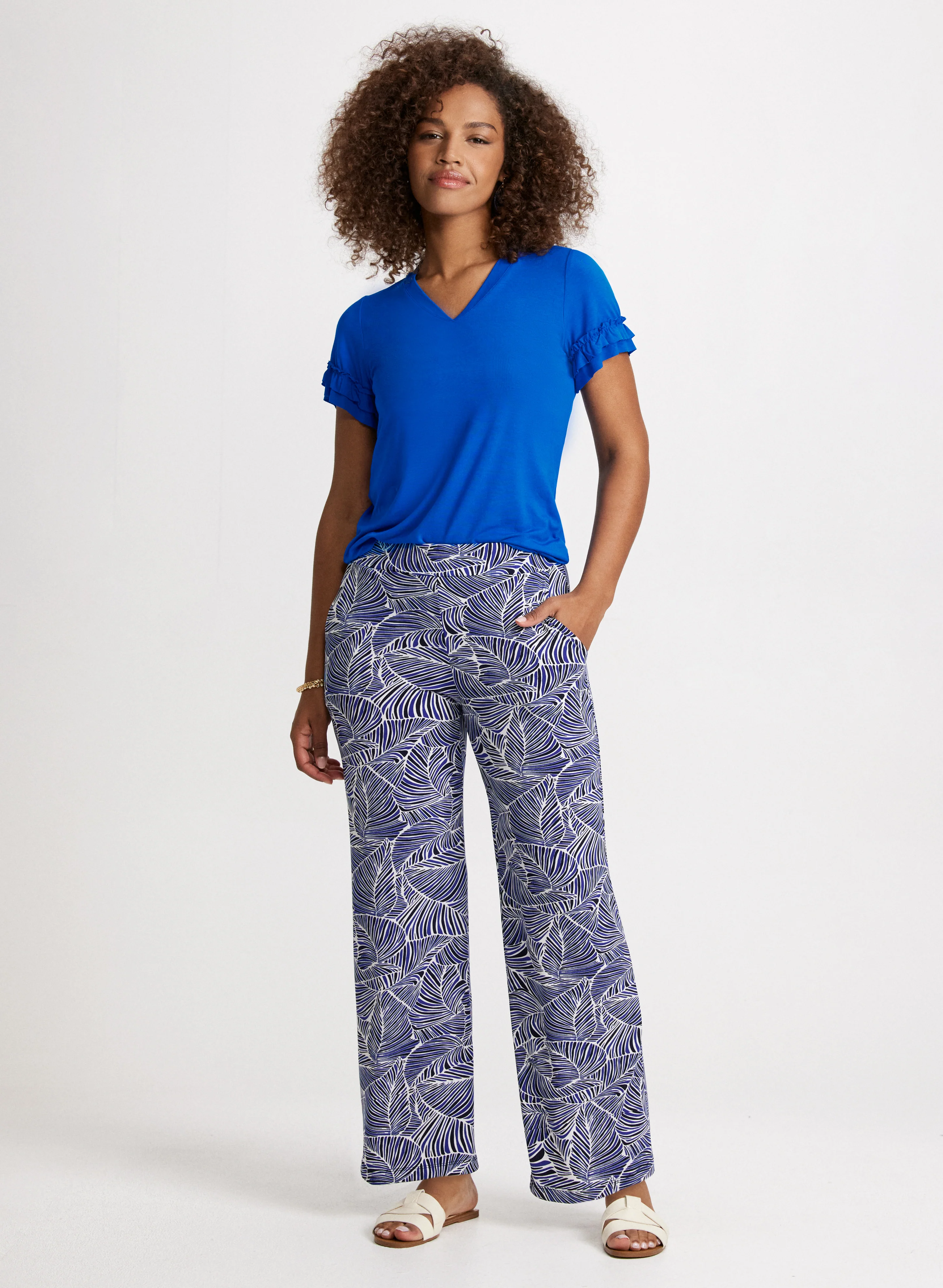 Leaf Print Pull-On Pants - Image 3