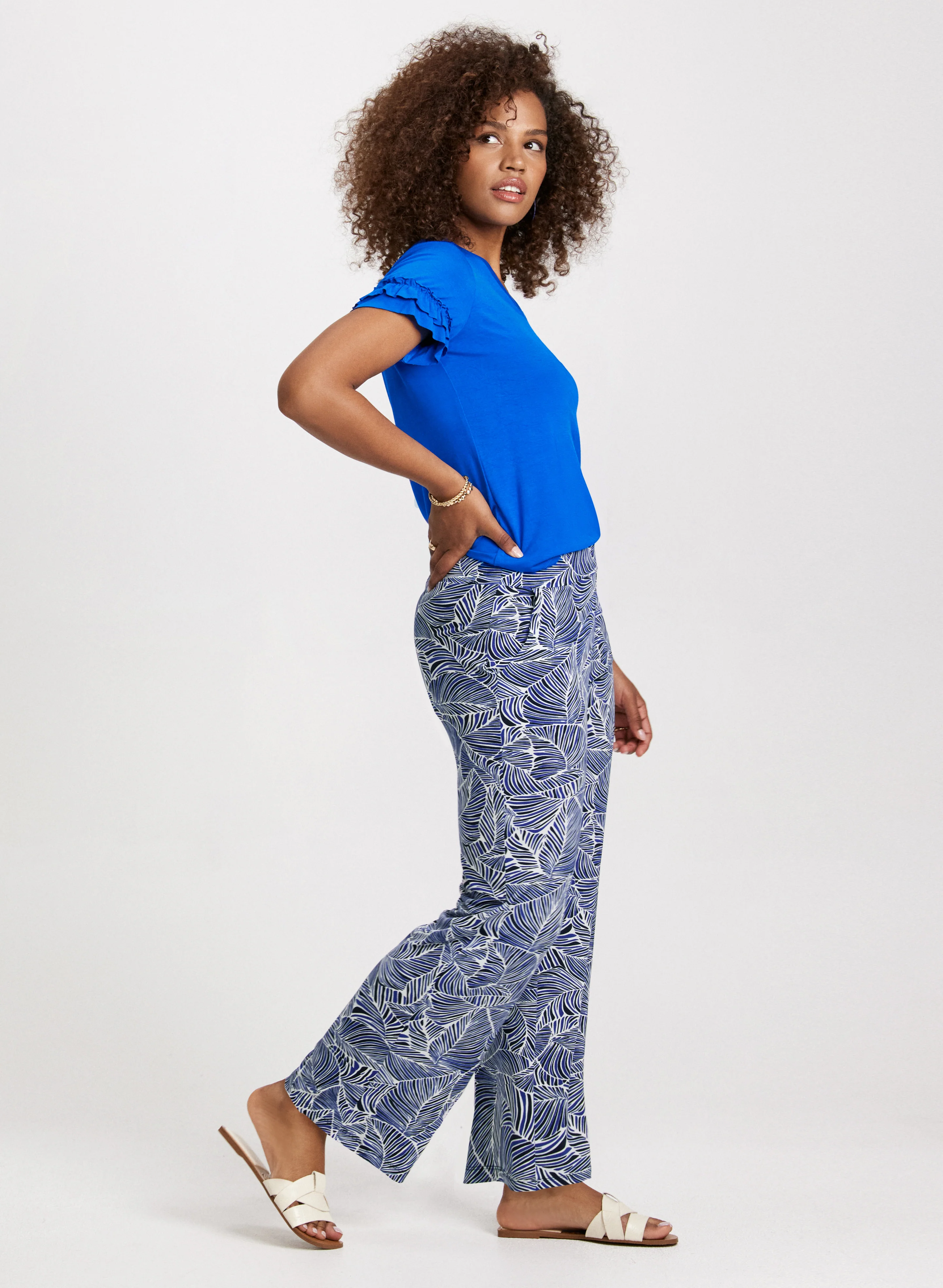 Leaf Print Pull-On Pants - Image 4