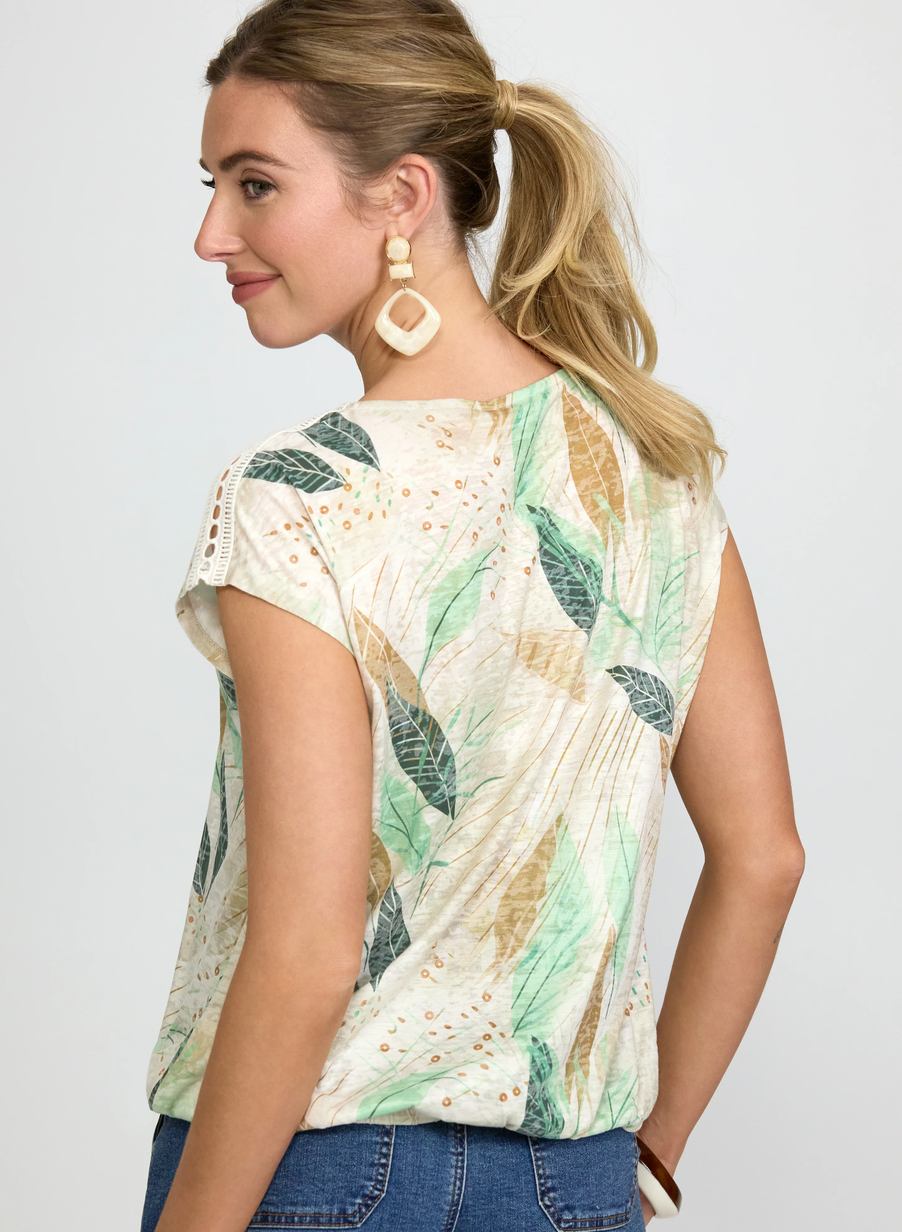 Leaf Print T-Shirt - Image 4
