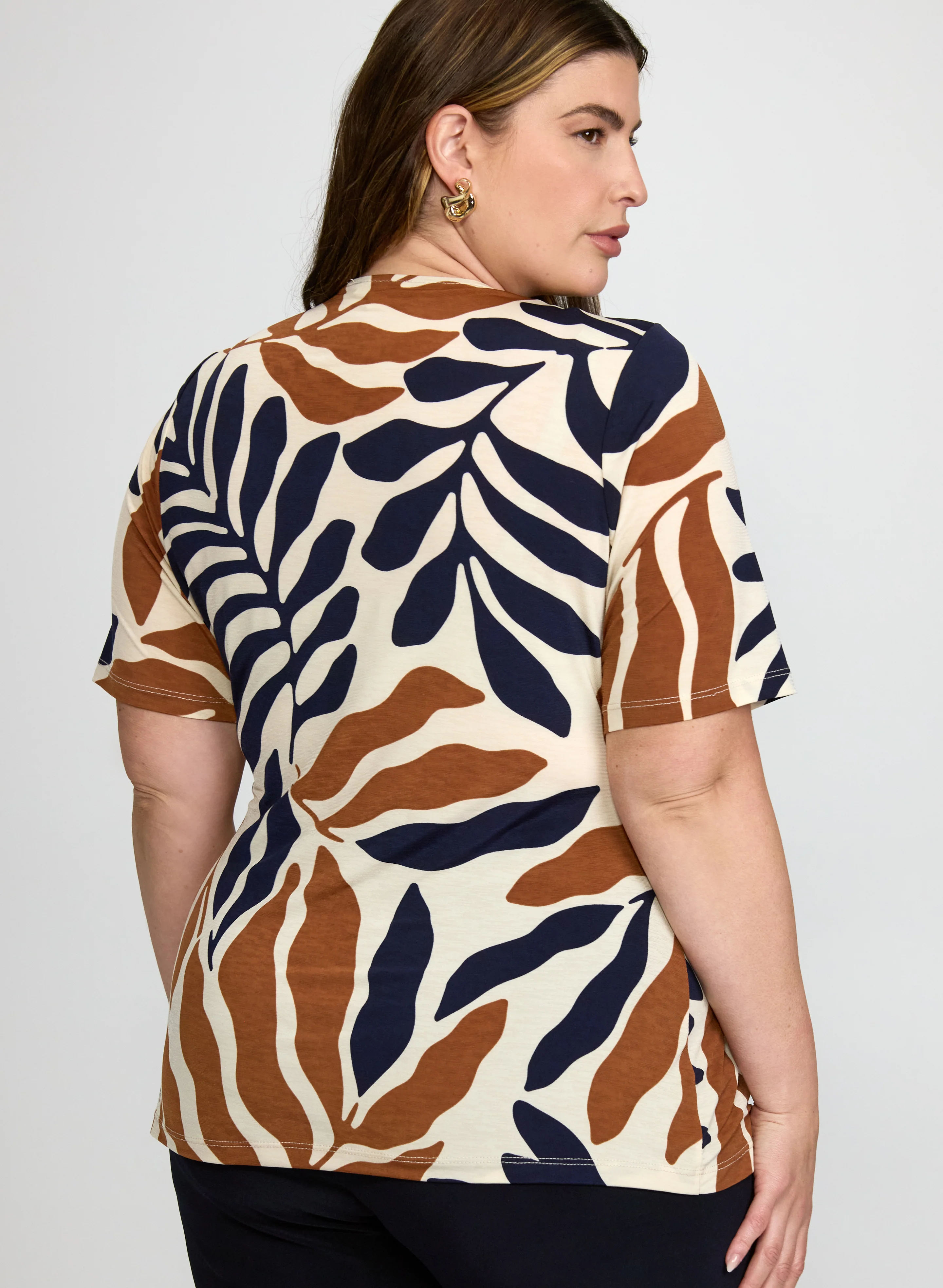 Leaf Print Wrap-Style Top - Image 4