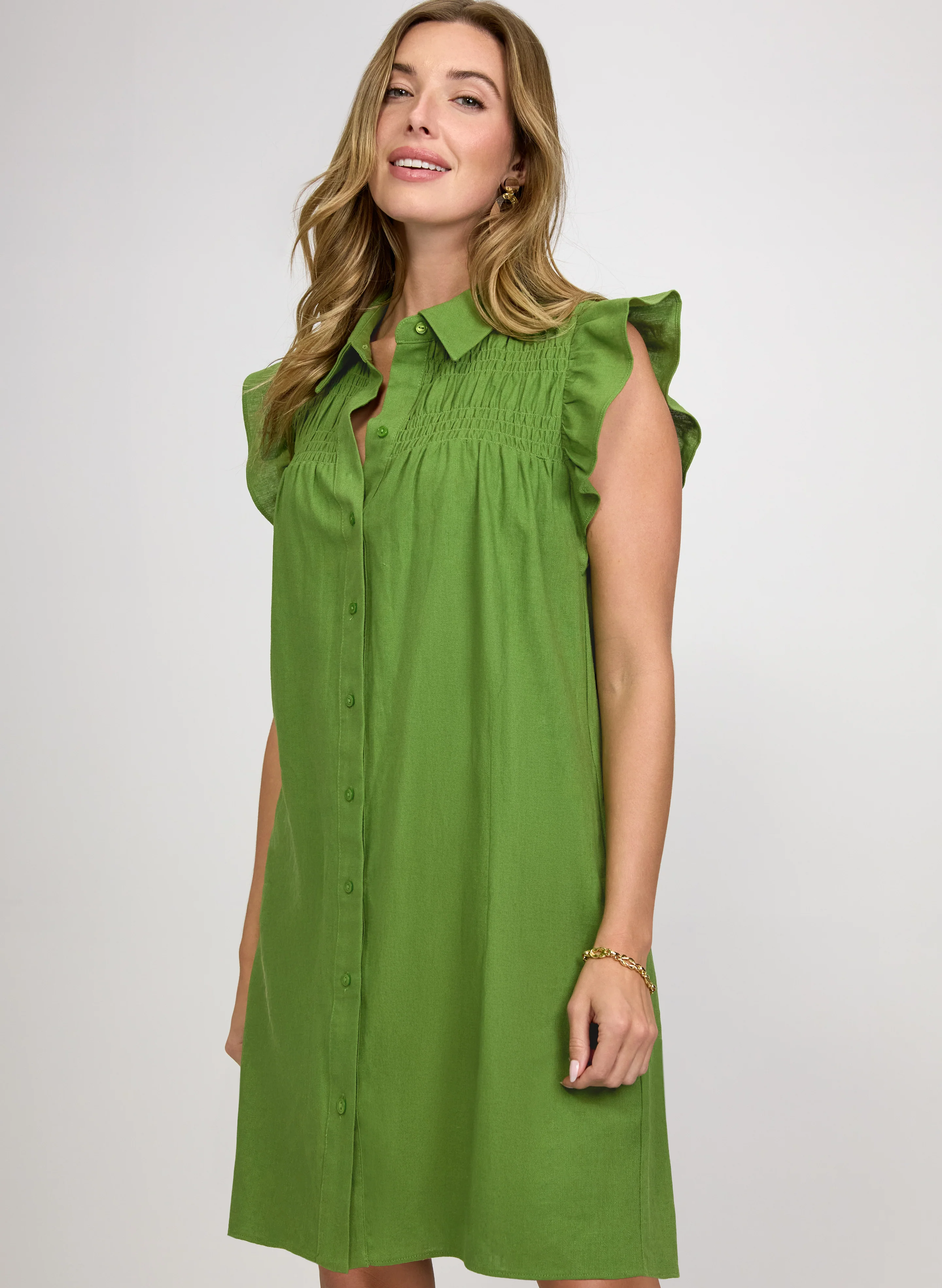 Linen-Blend Button-Down Dress - Image 5