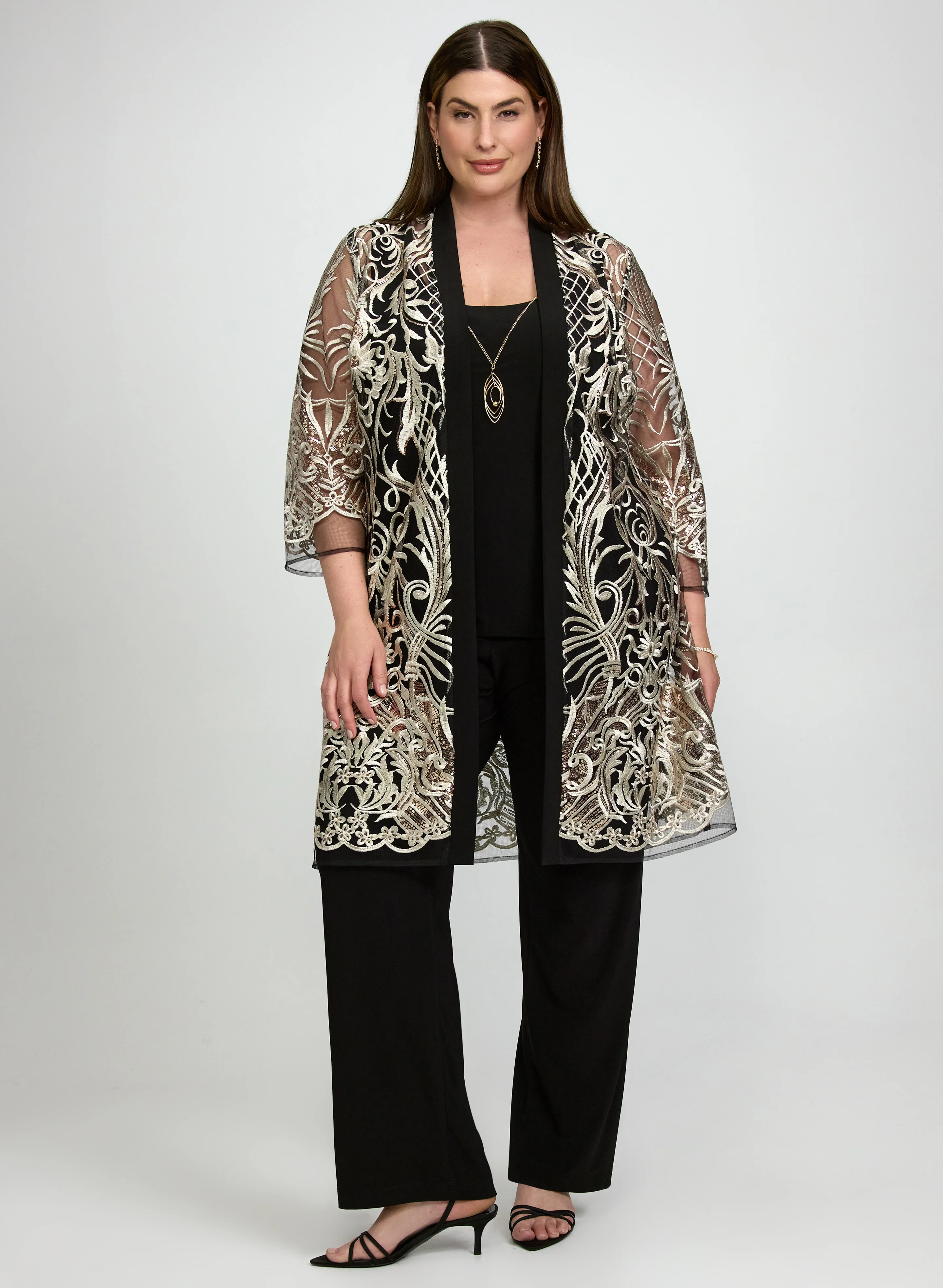 Mesh Jacket, Top & Pants Set