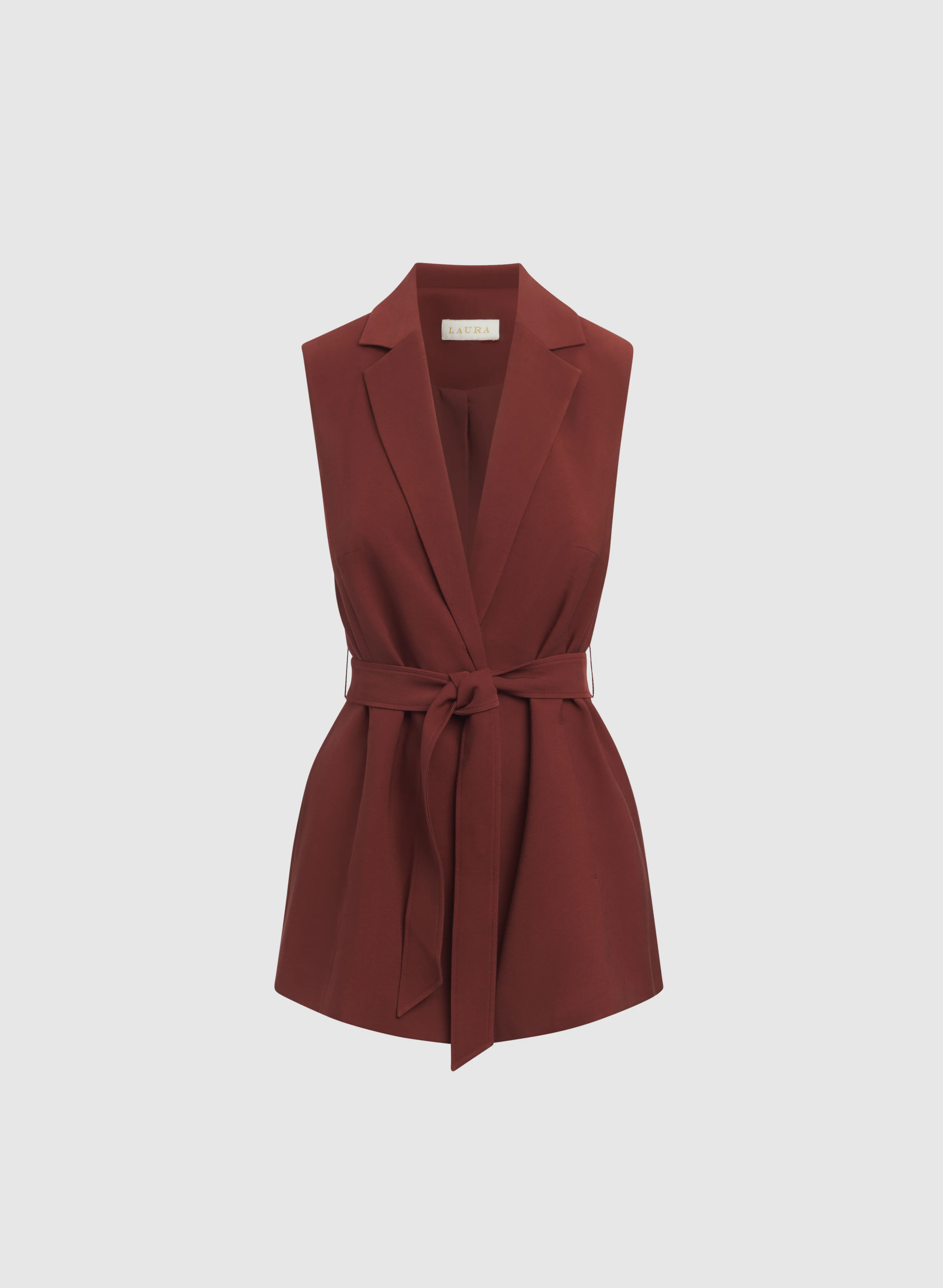 Notched Lapel Belted Vest - Image 8