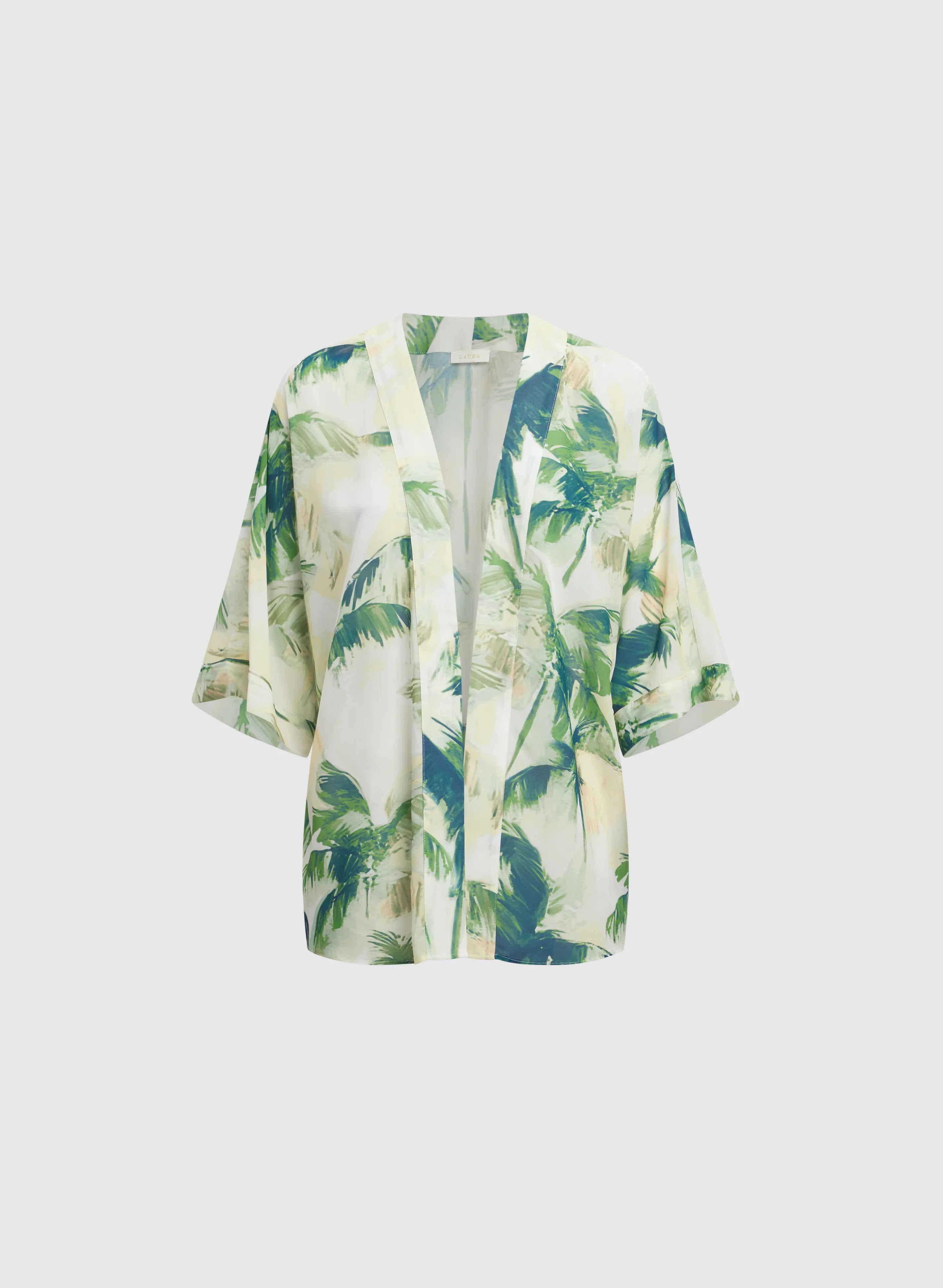 Palm Print Open Front Blouse - Image 6