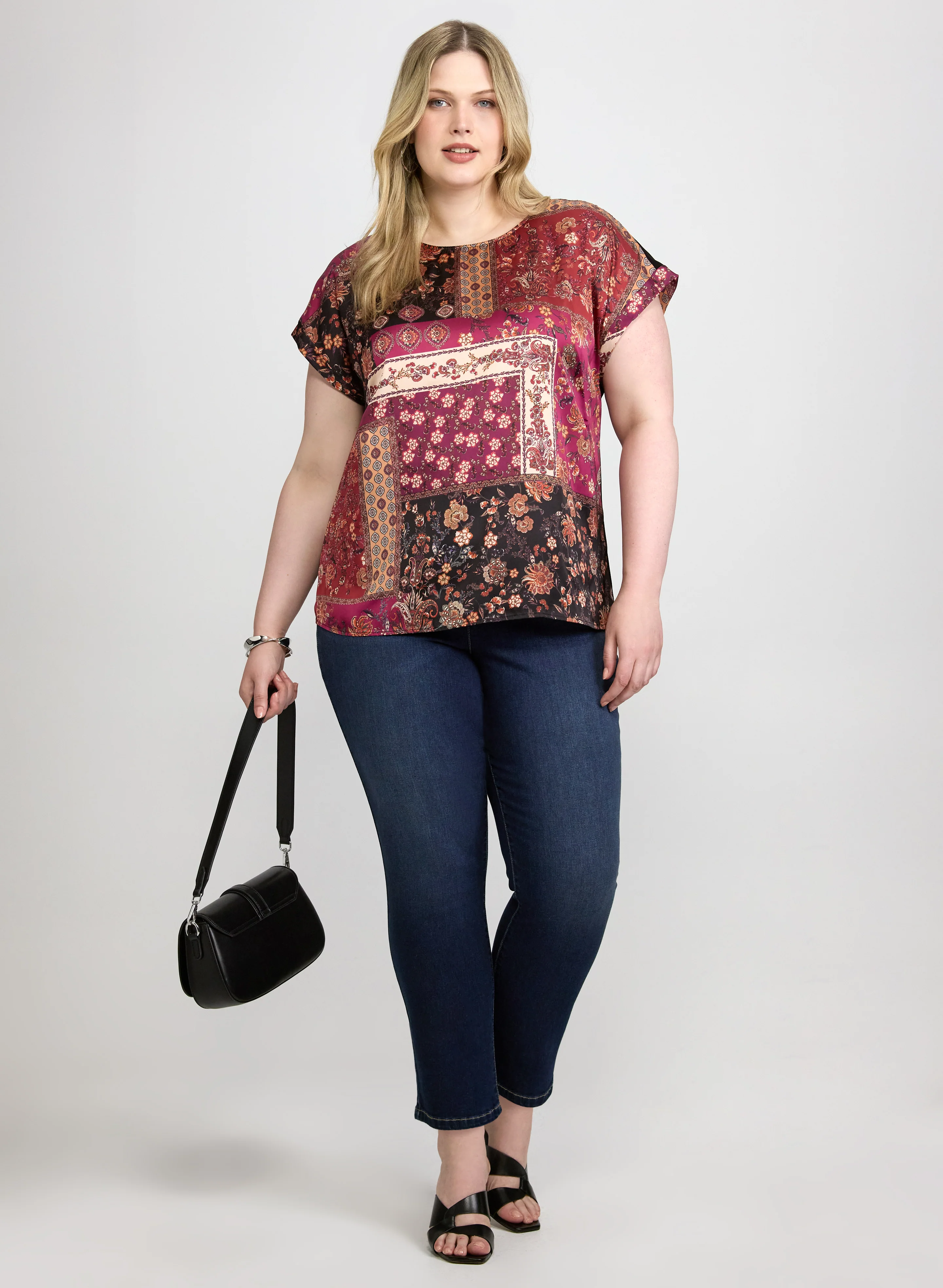 Patchwork Front Short Sleeve Top - Image 3