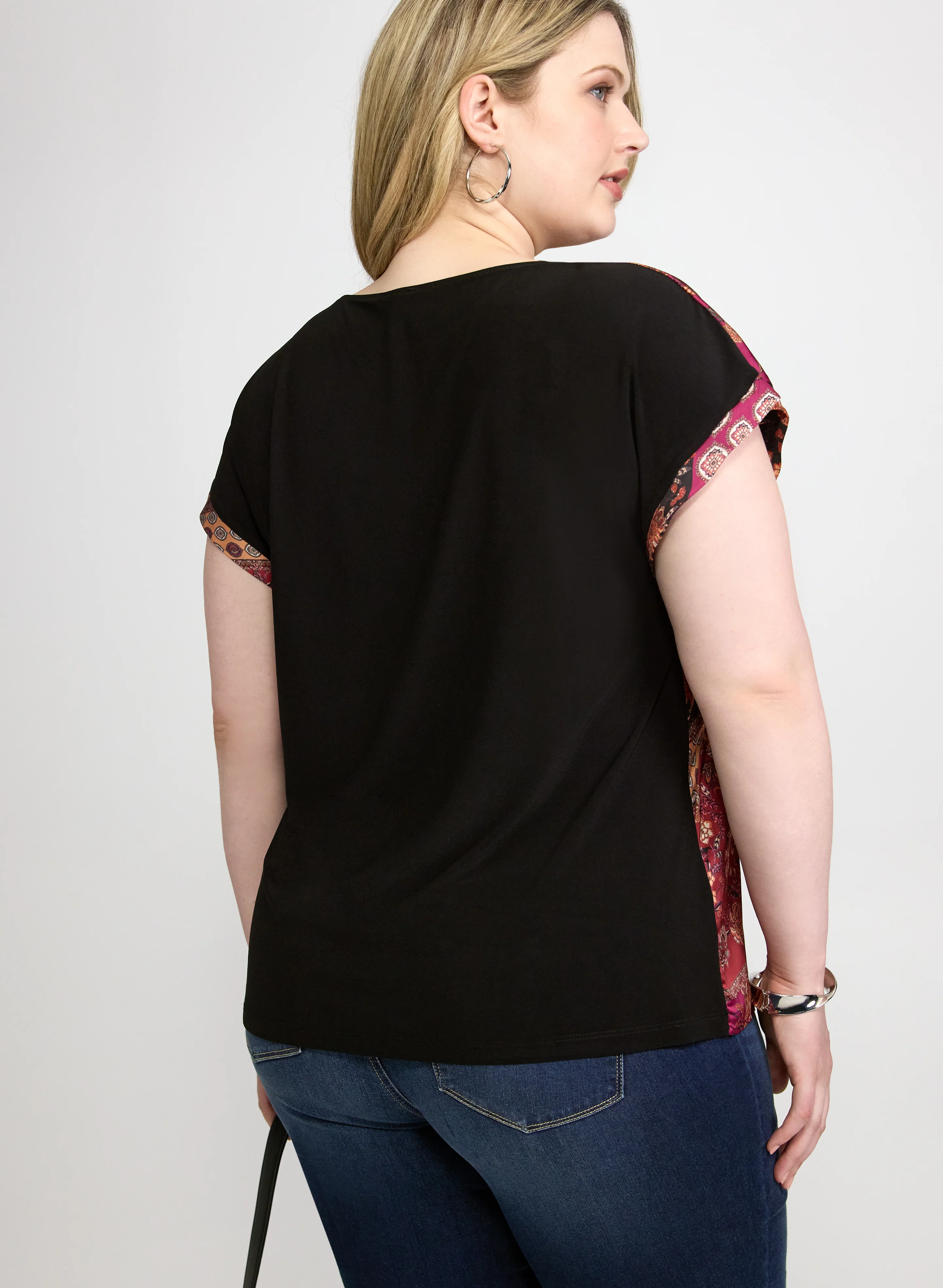 Patchwork Front Short Sleeve Top - Image 4