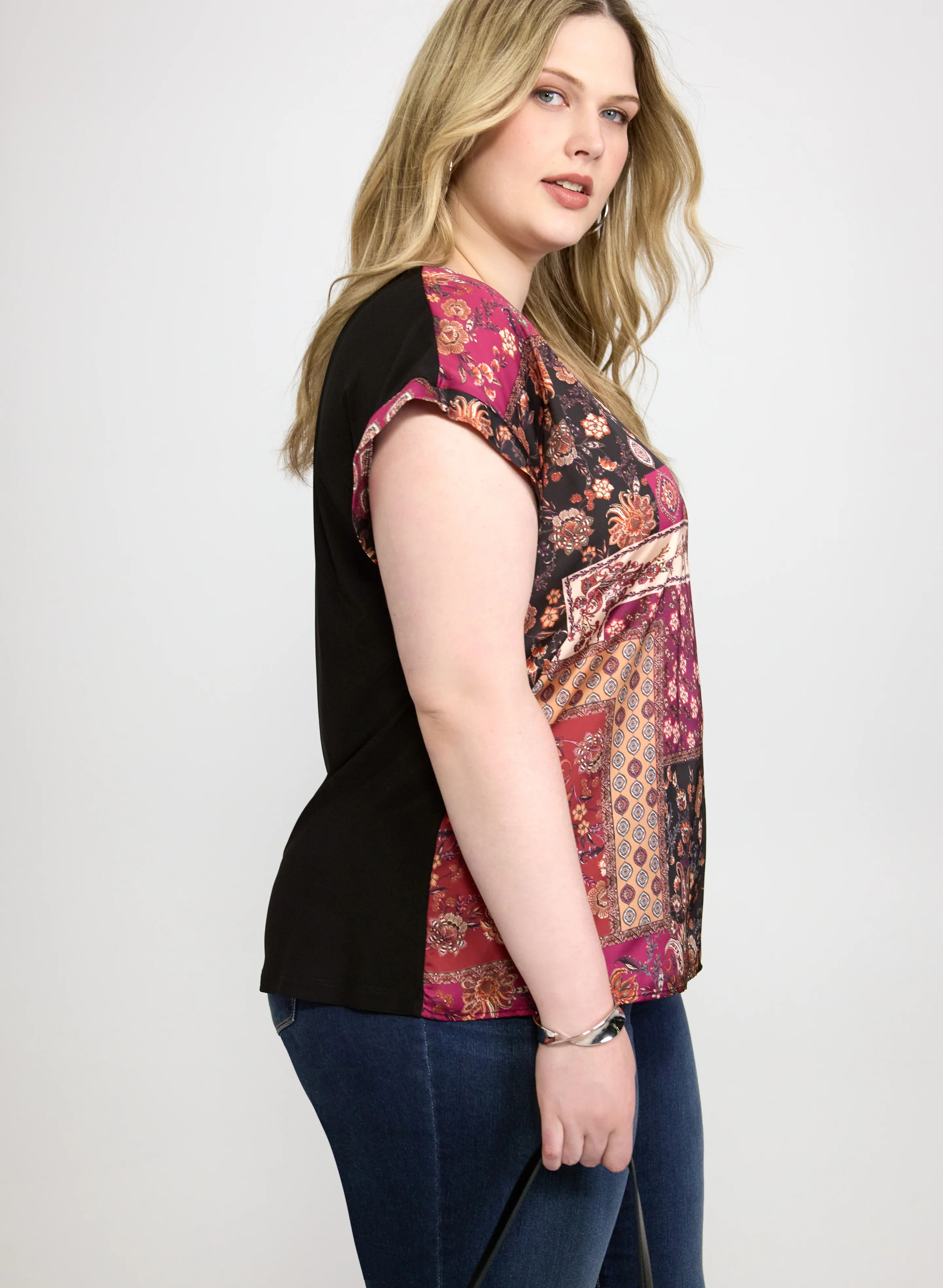Patchwork Front Short Sleeve Top - Image 5