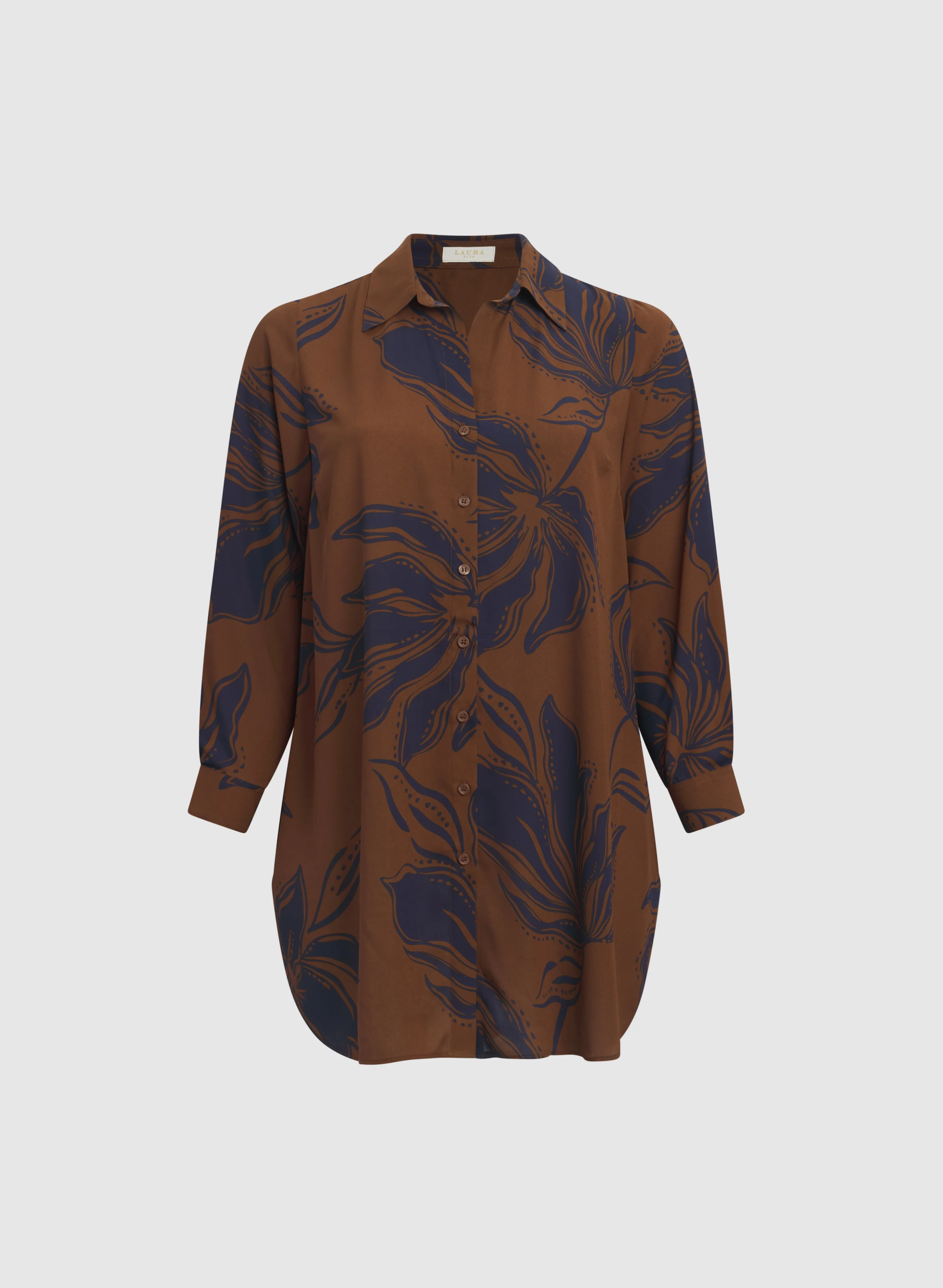 Patterned Tunic Button-Down Blouse - Image 8