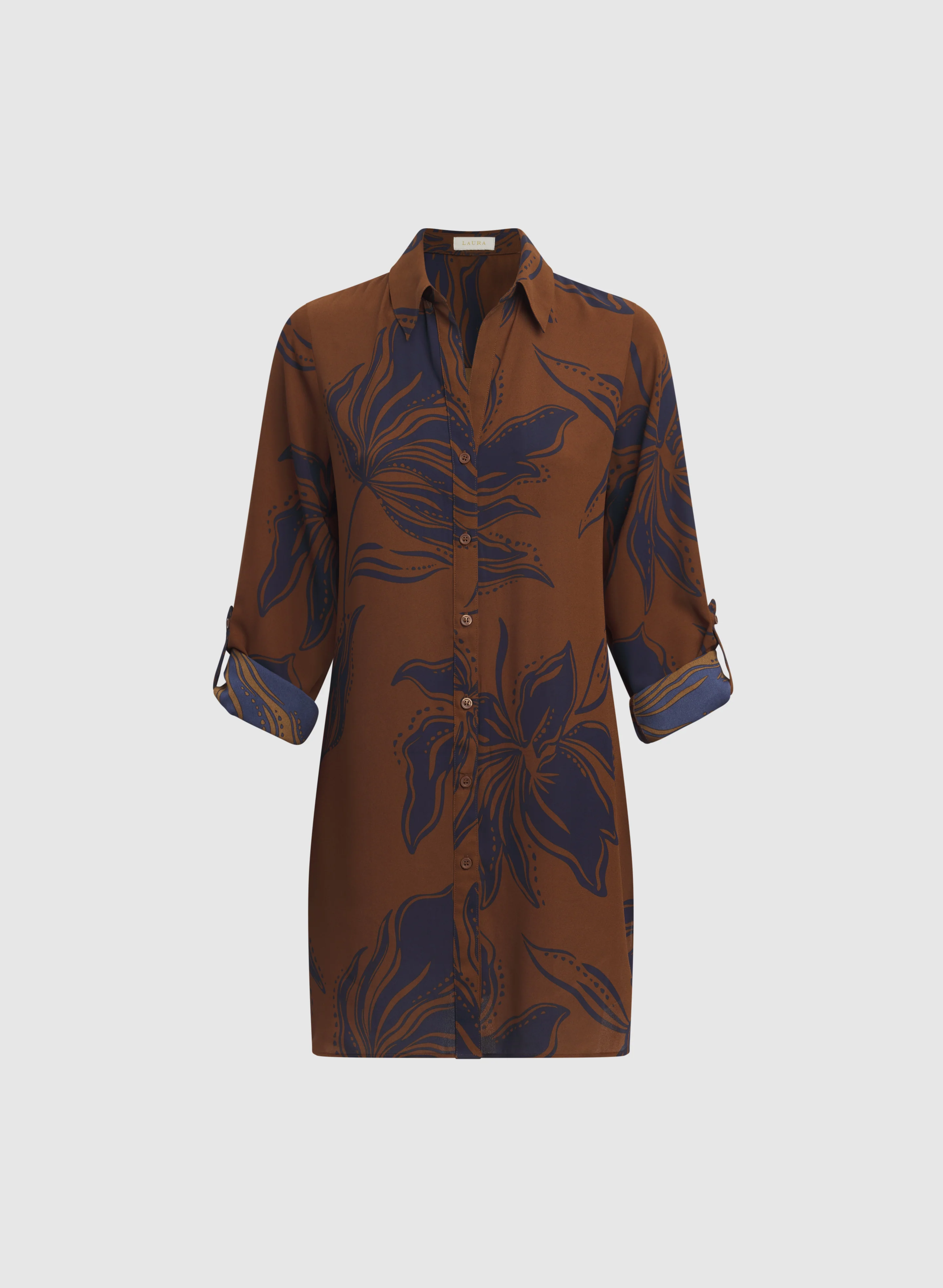 Patterned Tunic Button-Down Blouse - Image 6