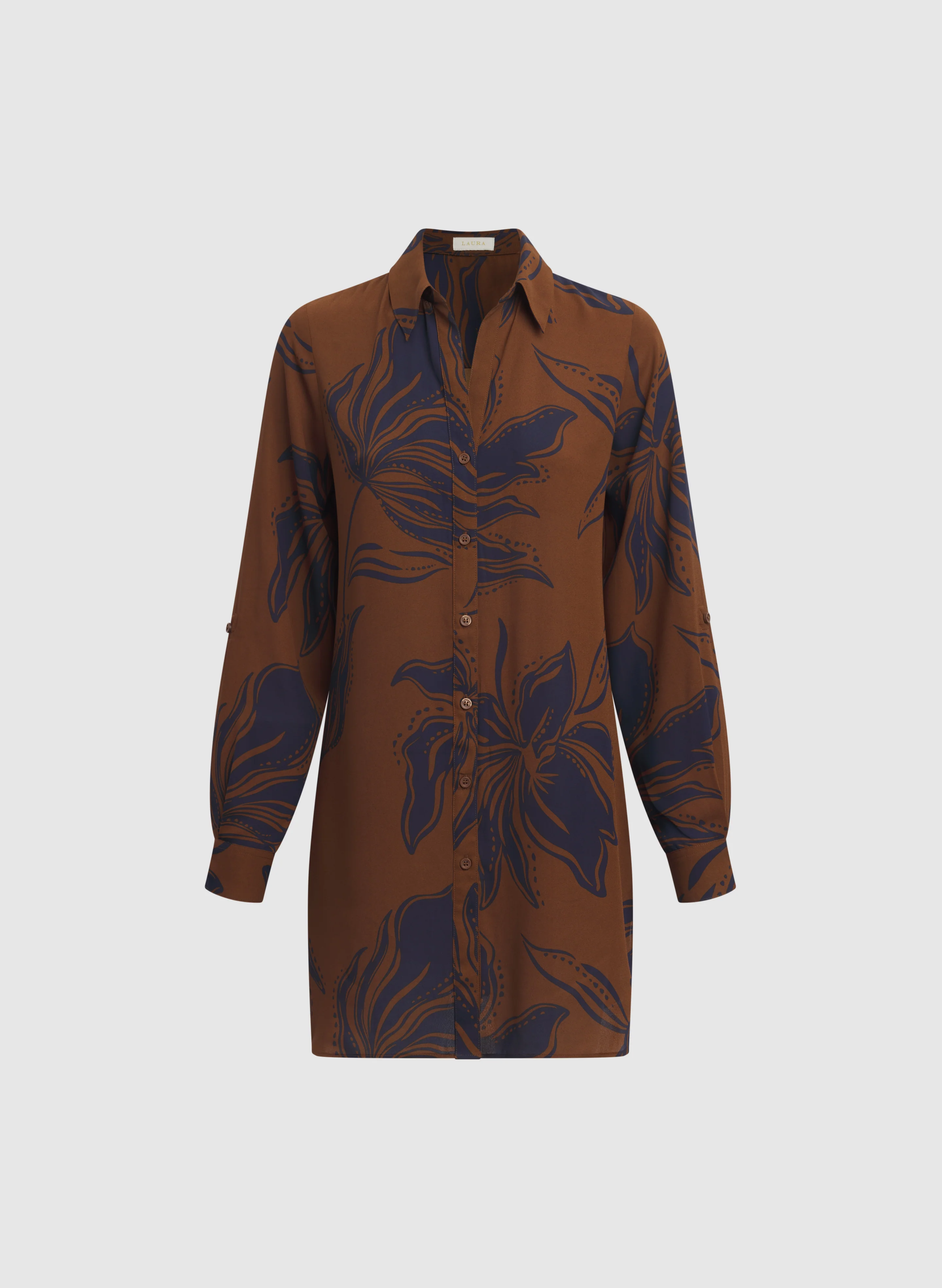Patterned Tunic Button-Down Blouse - Image 8
