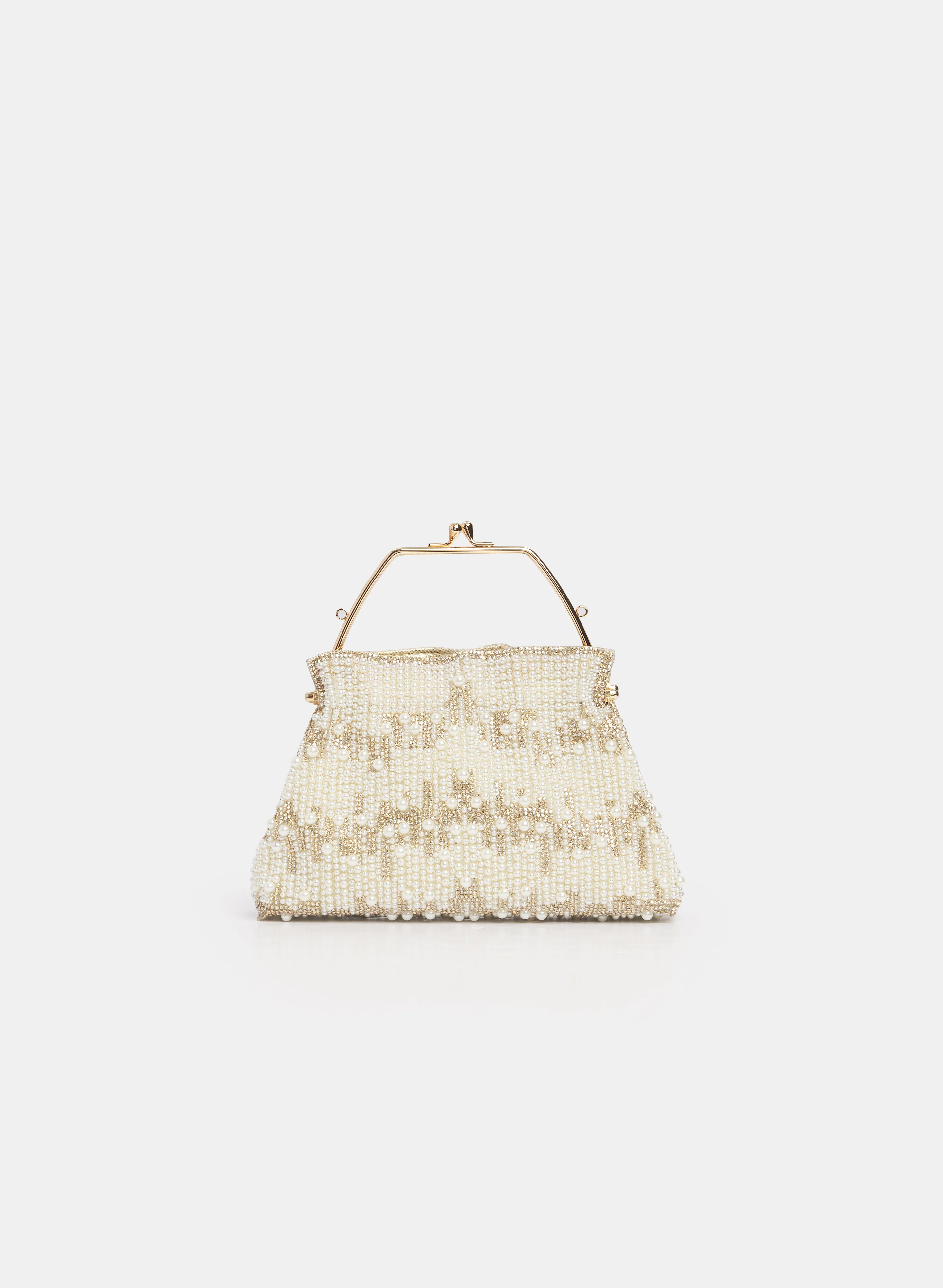 Pearl Embellished Box Clutch
