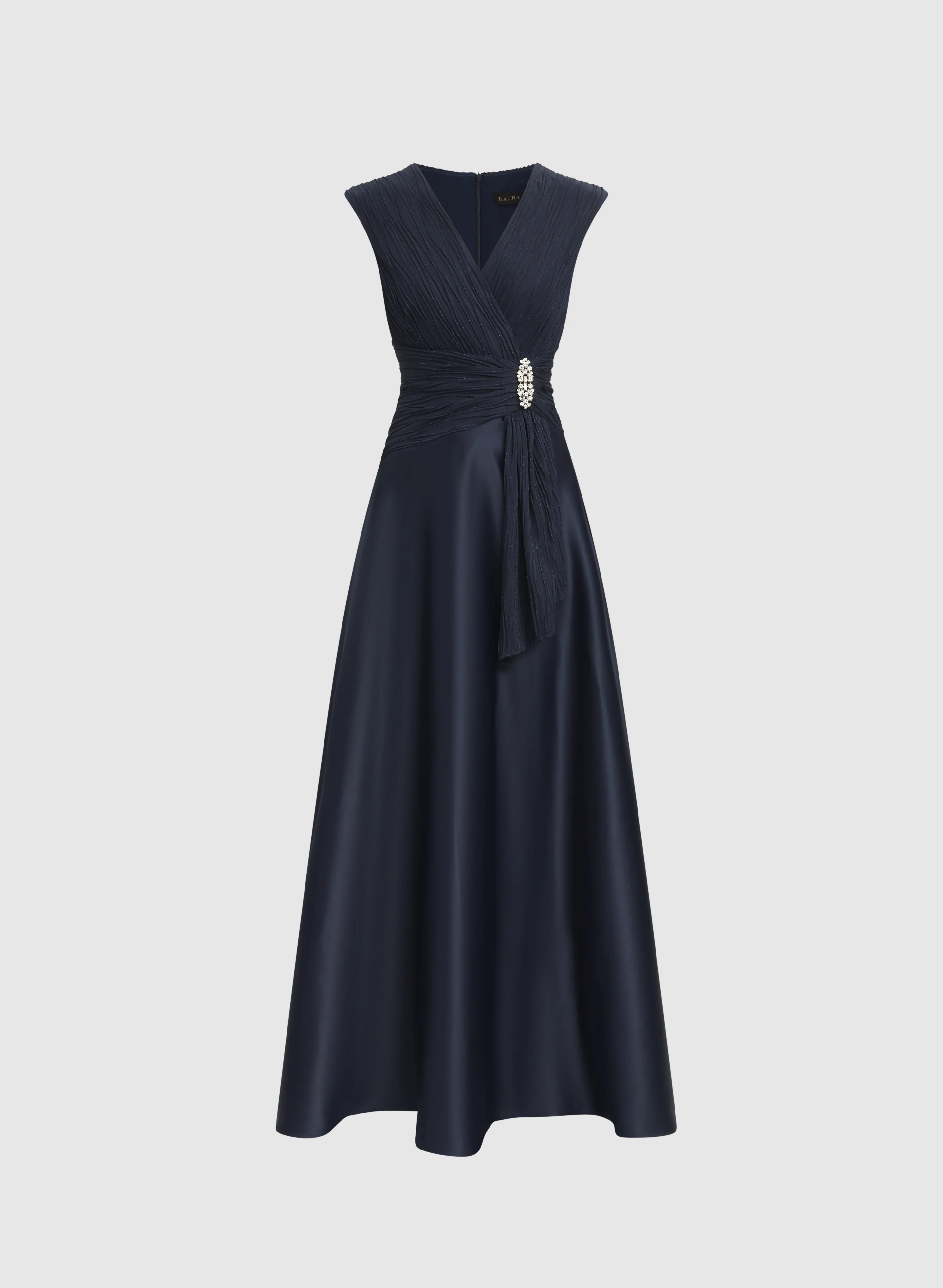 Pleated Glitter & Satin Dress - Image 6