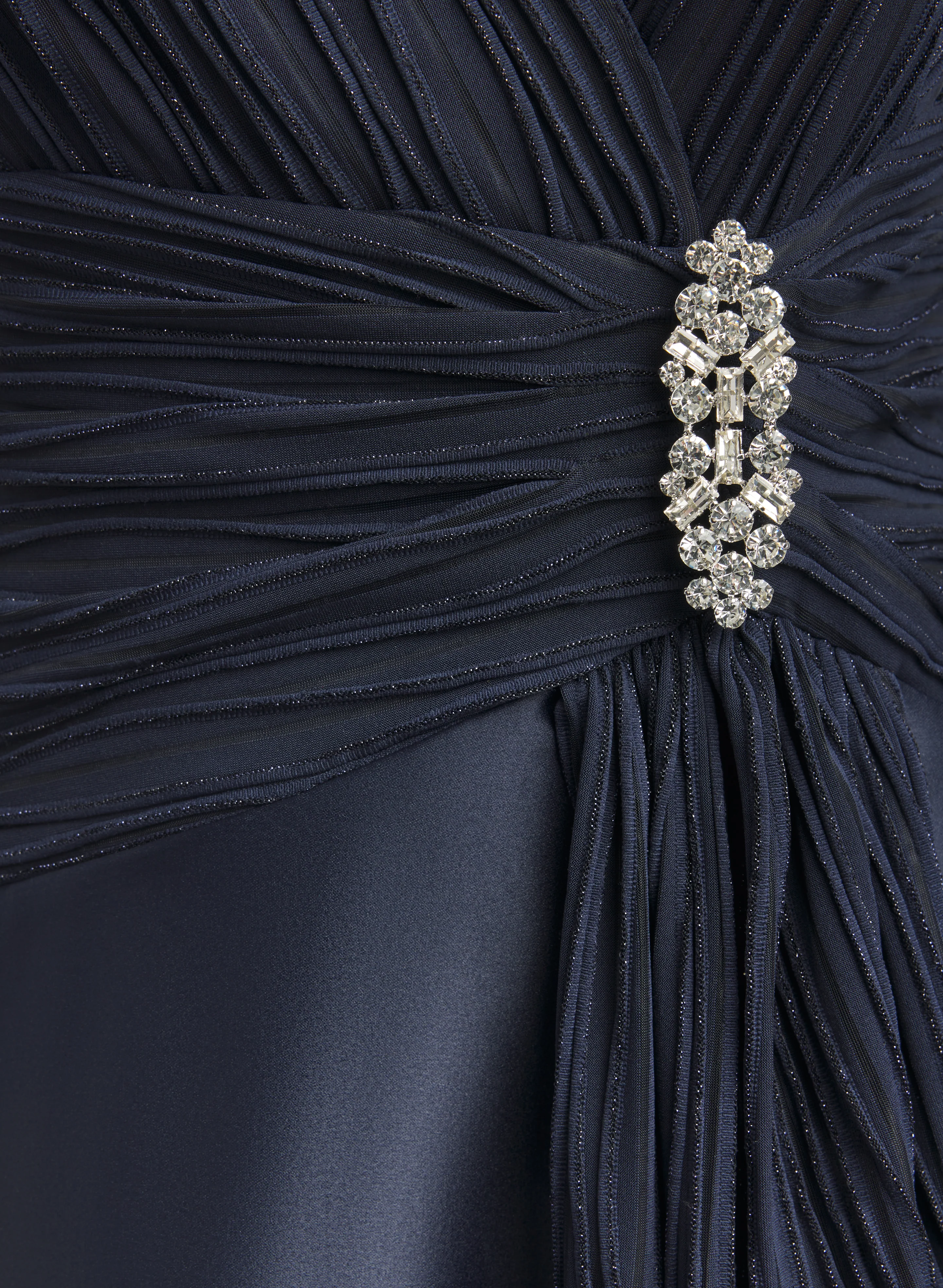 Pleated Glitter & Satin Dress - Image 7
