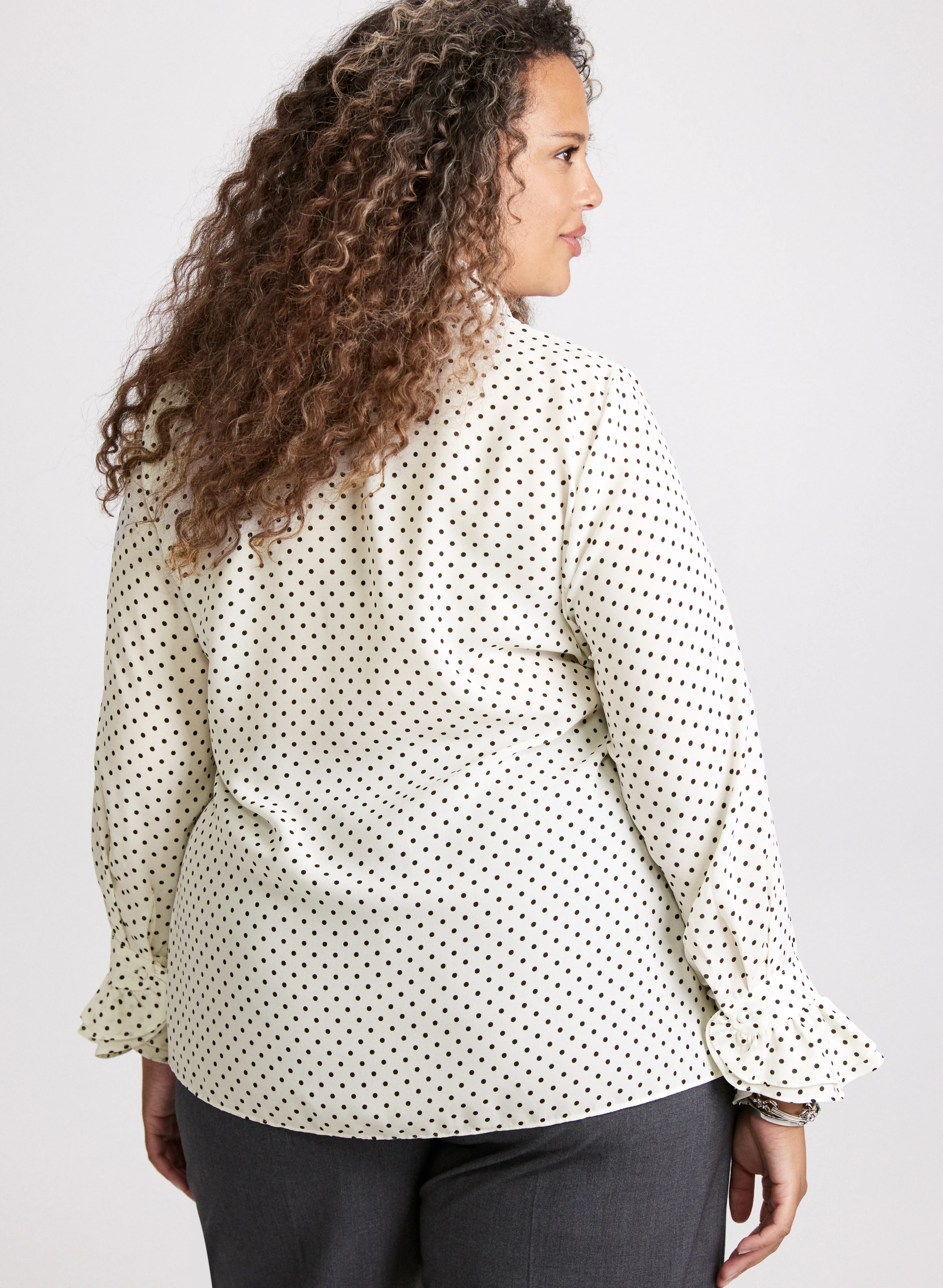 Polka Dot Ruffle Front Blouse - Image 4