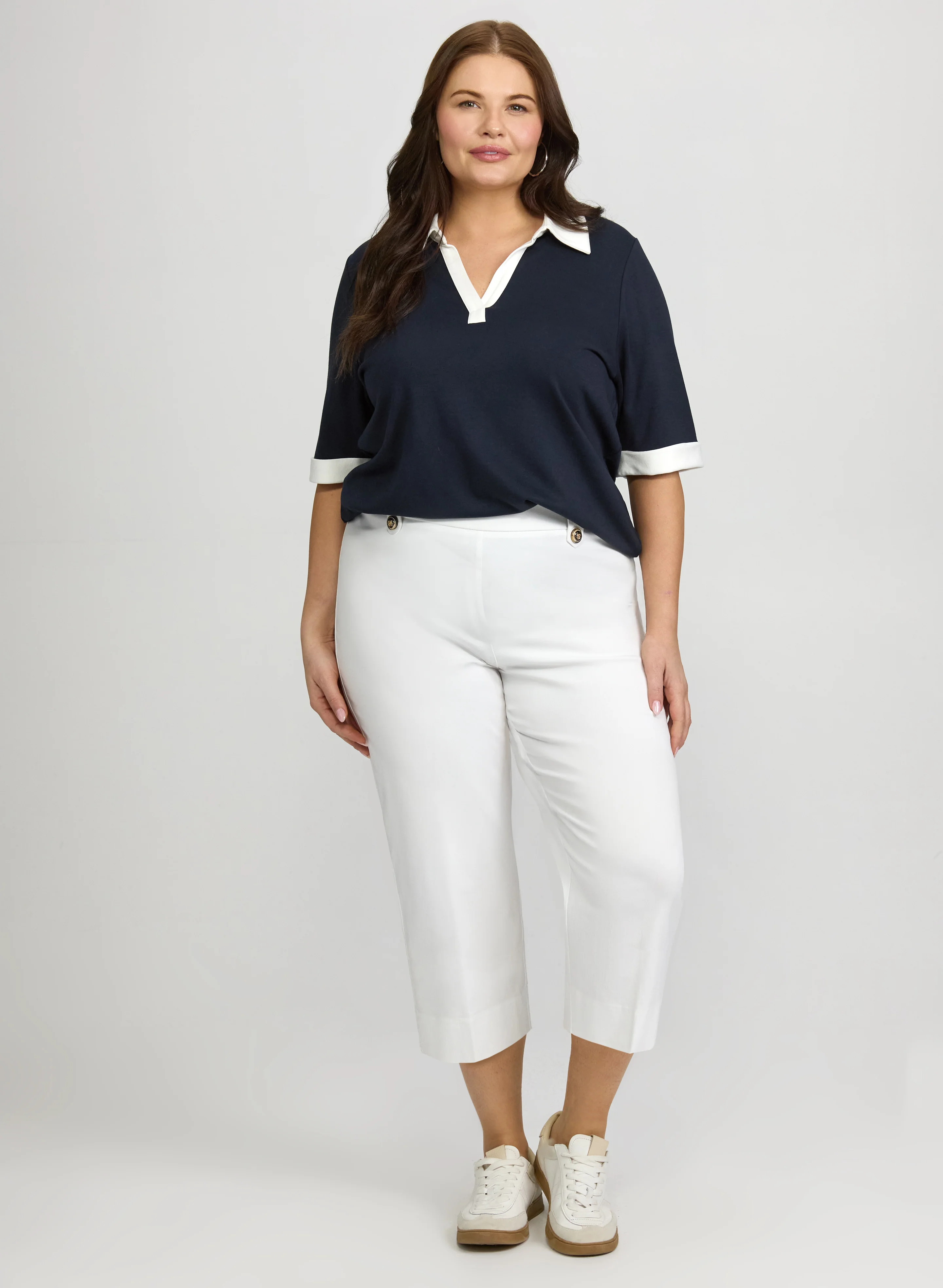 Polo Collar Top & Pull-On Capris