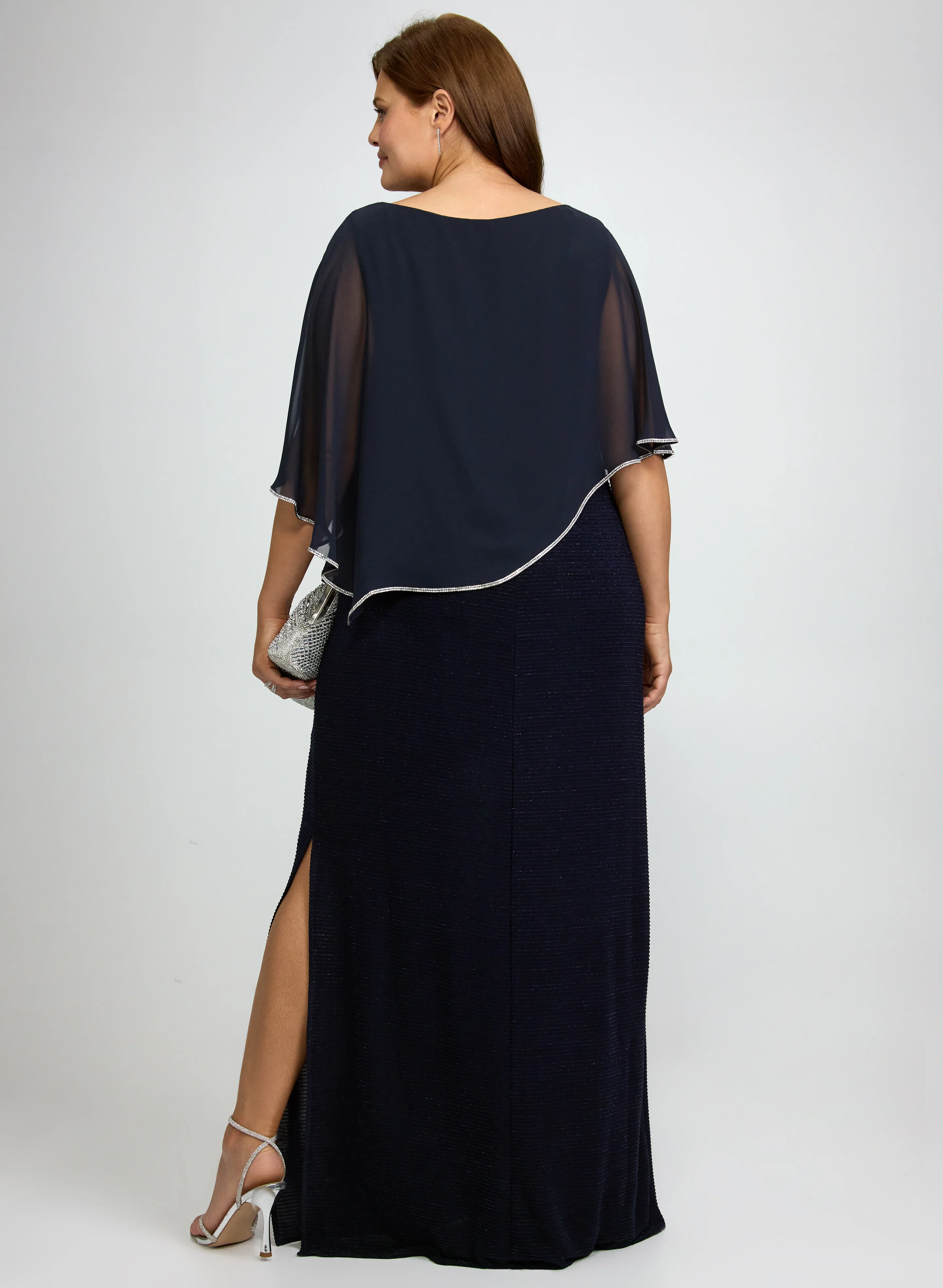 Rhinestone Trim Capelet Dress - Image 4