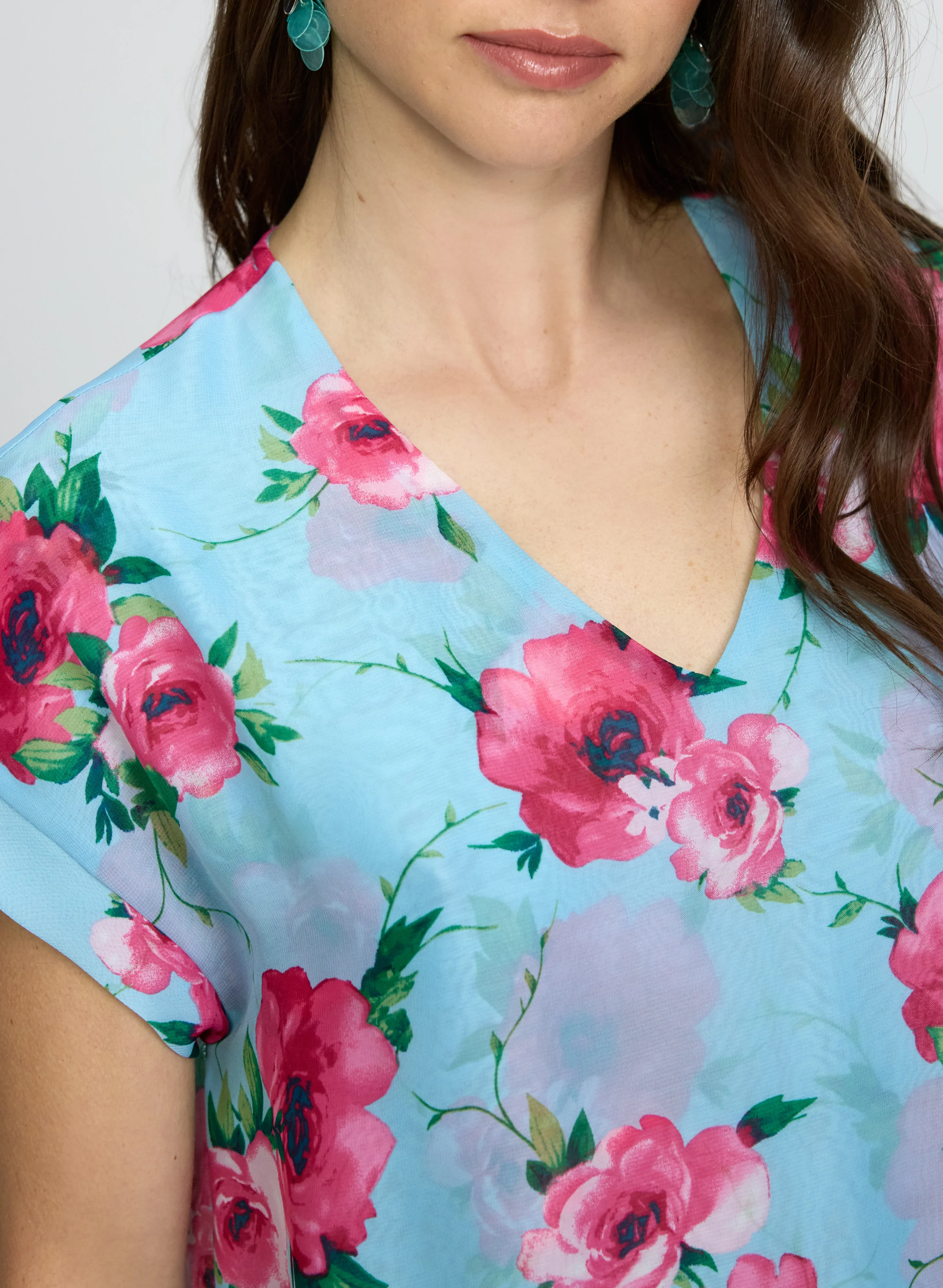 Rose Print Chiffon Blouse - Image 2