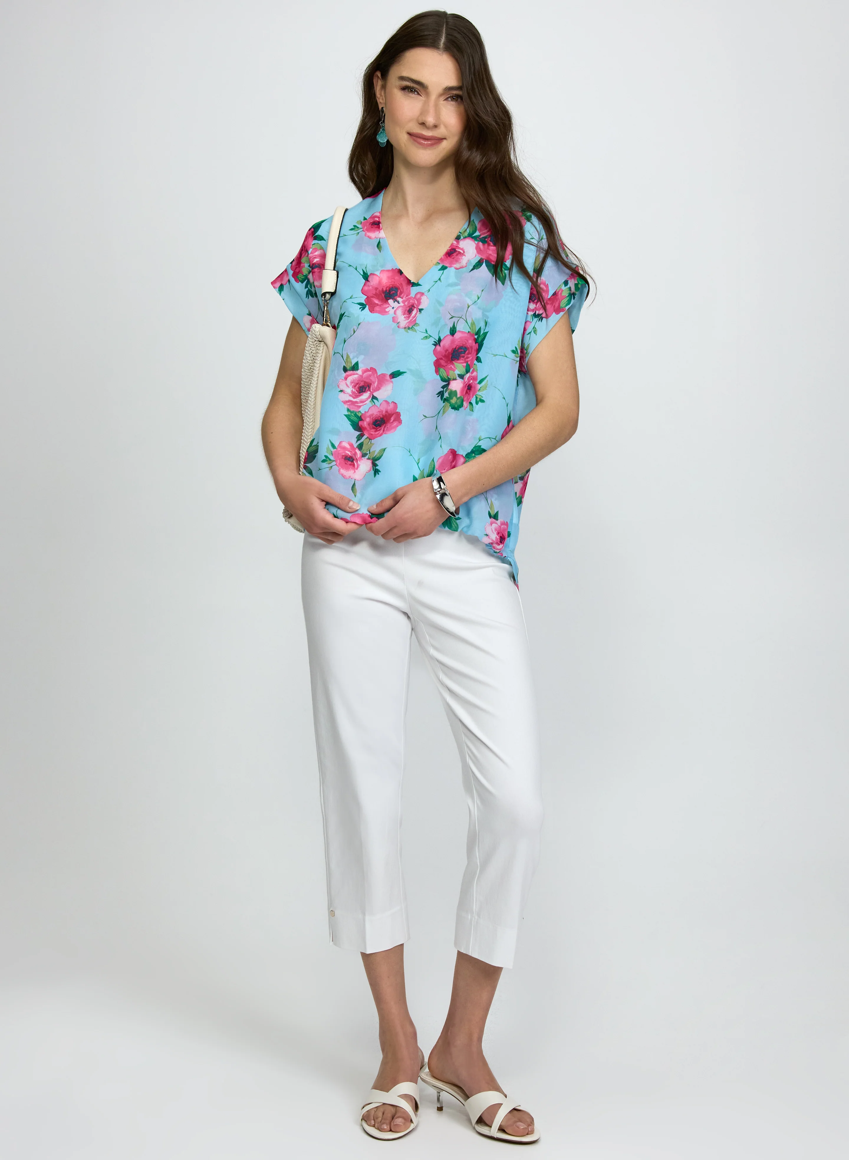 Rose Print Chiffon Blouse - Image 3