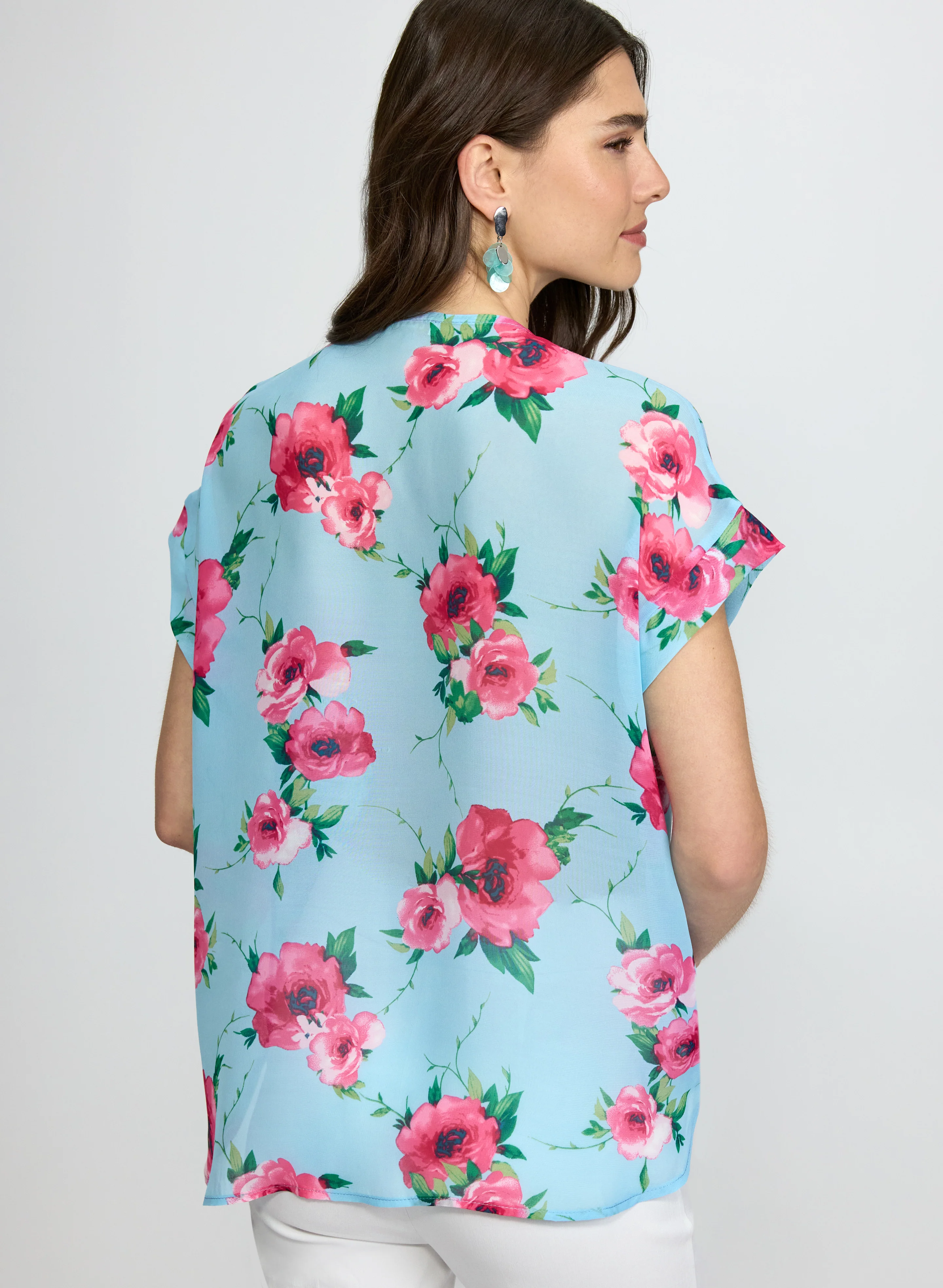 Rose Print Chiffon Blouse - Image 4