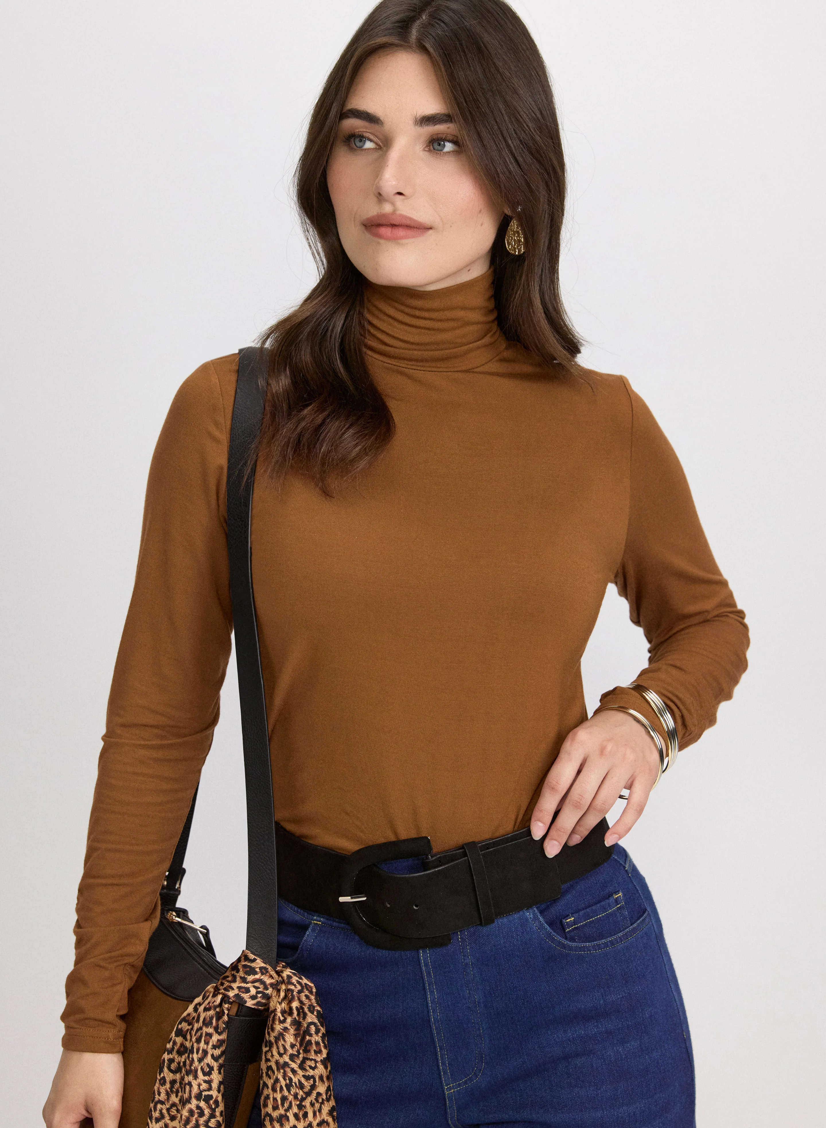 Ruched Turtleneck Top