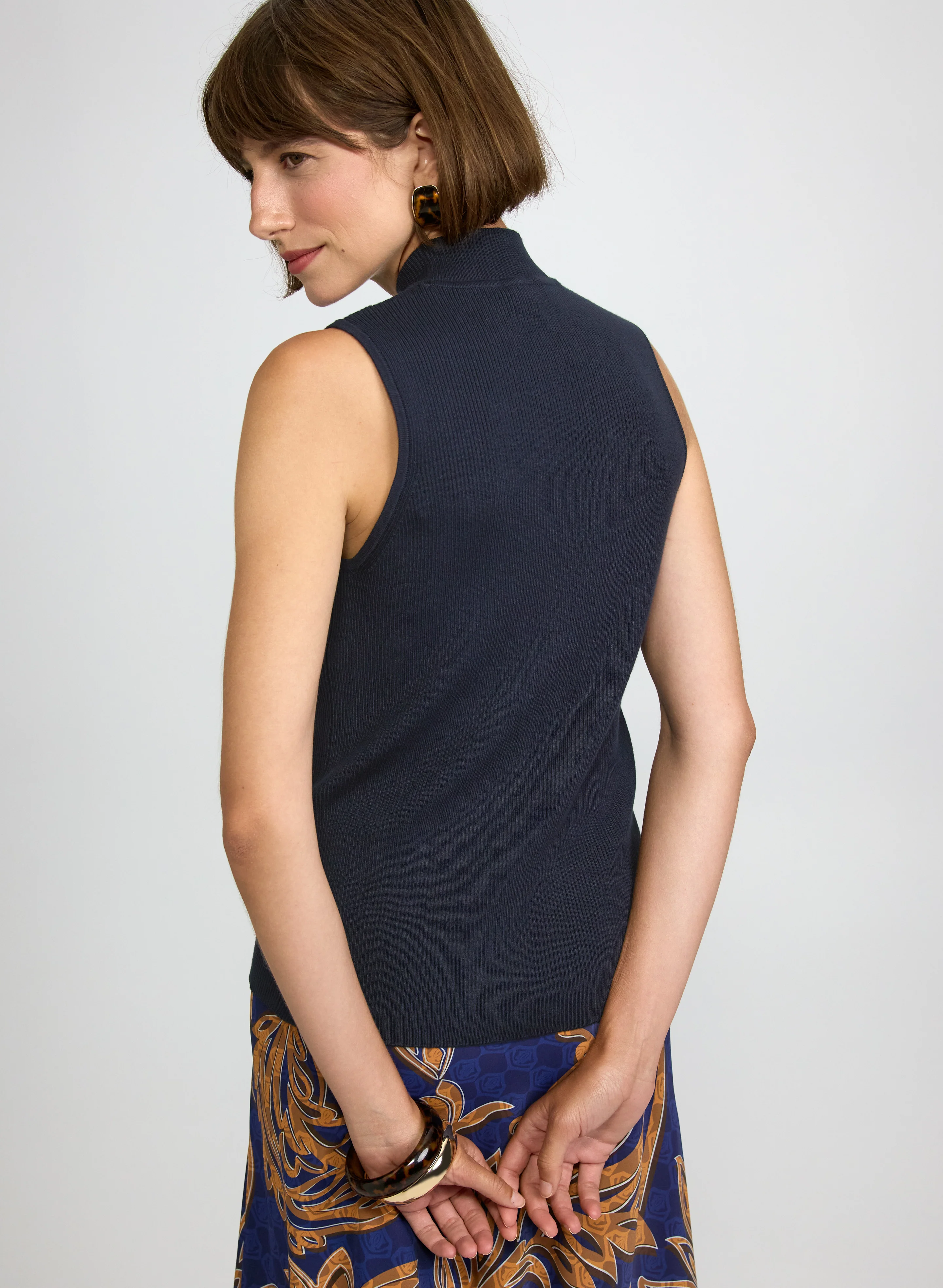 Sleeveless Mock Neck Knit - Image 2