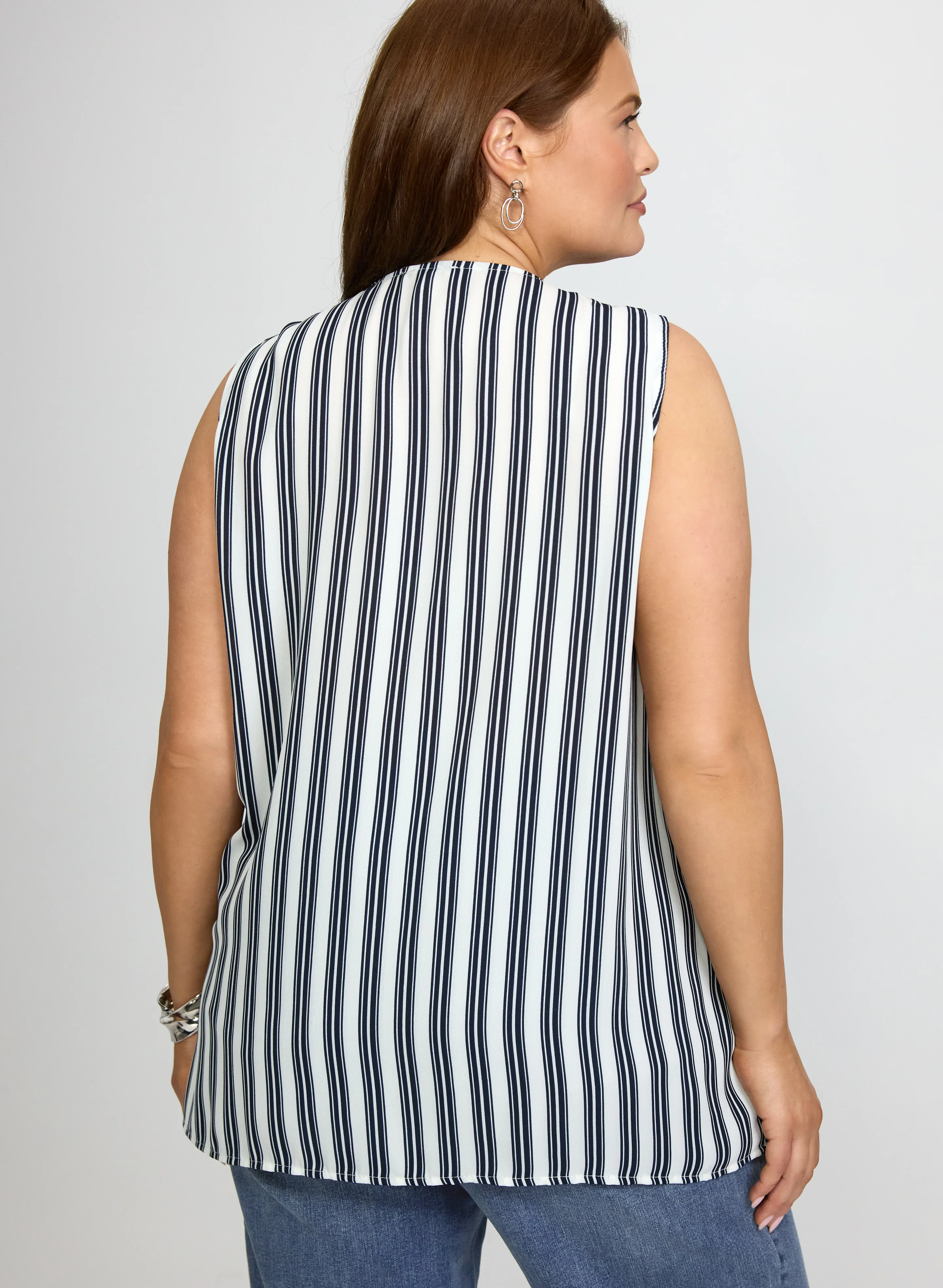 Sleeveless Stripe Blouse - Image 4