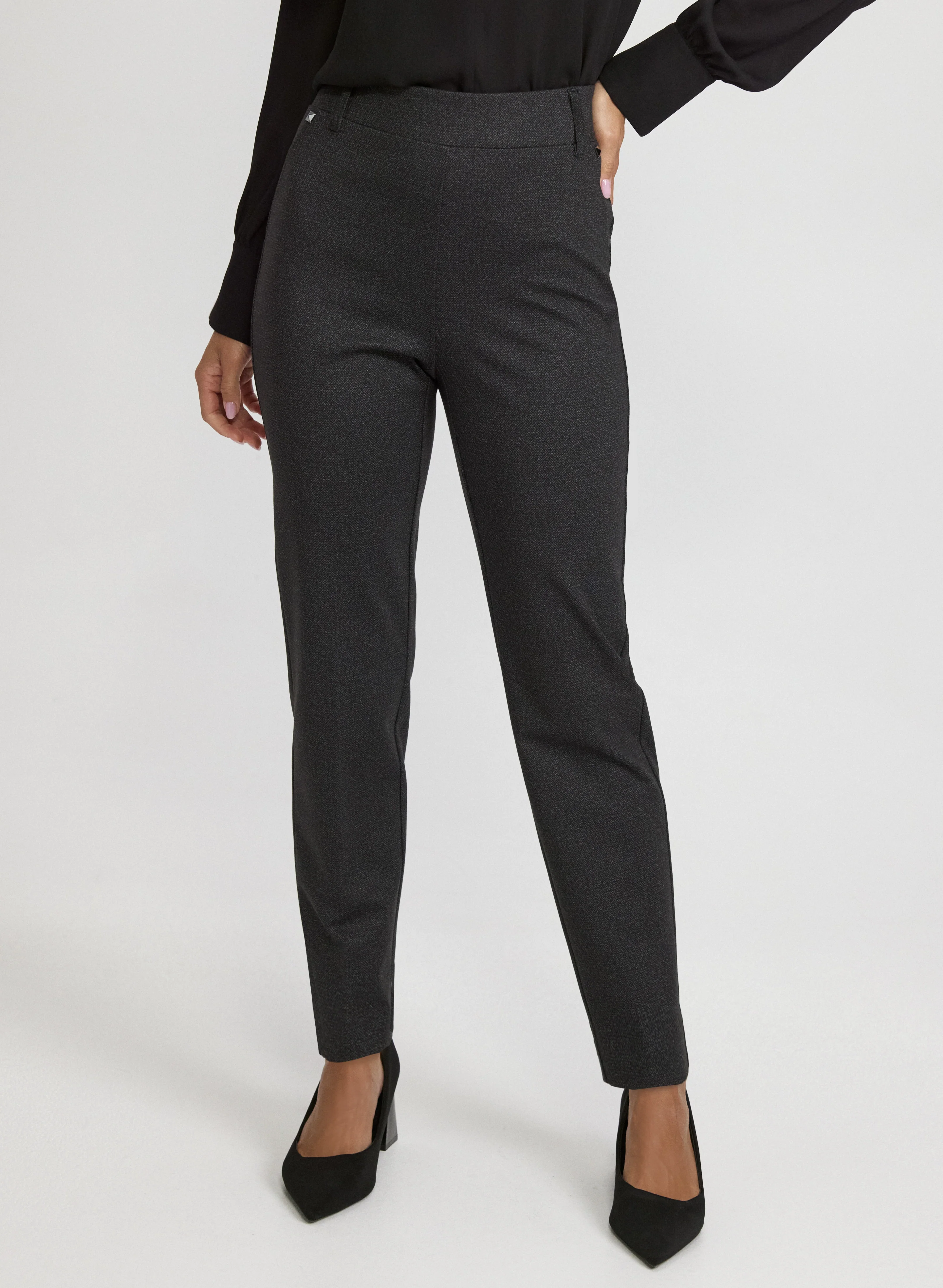 Sofia Herringbone Slim-Leg Pants