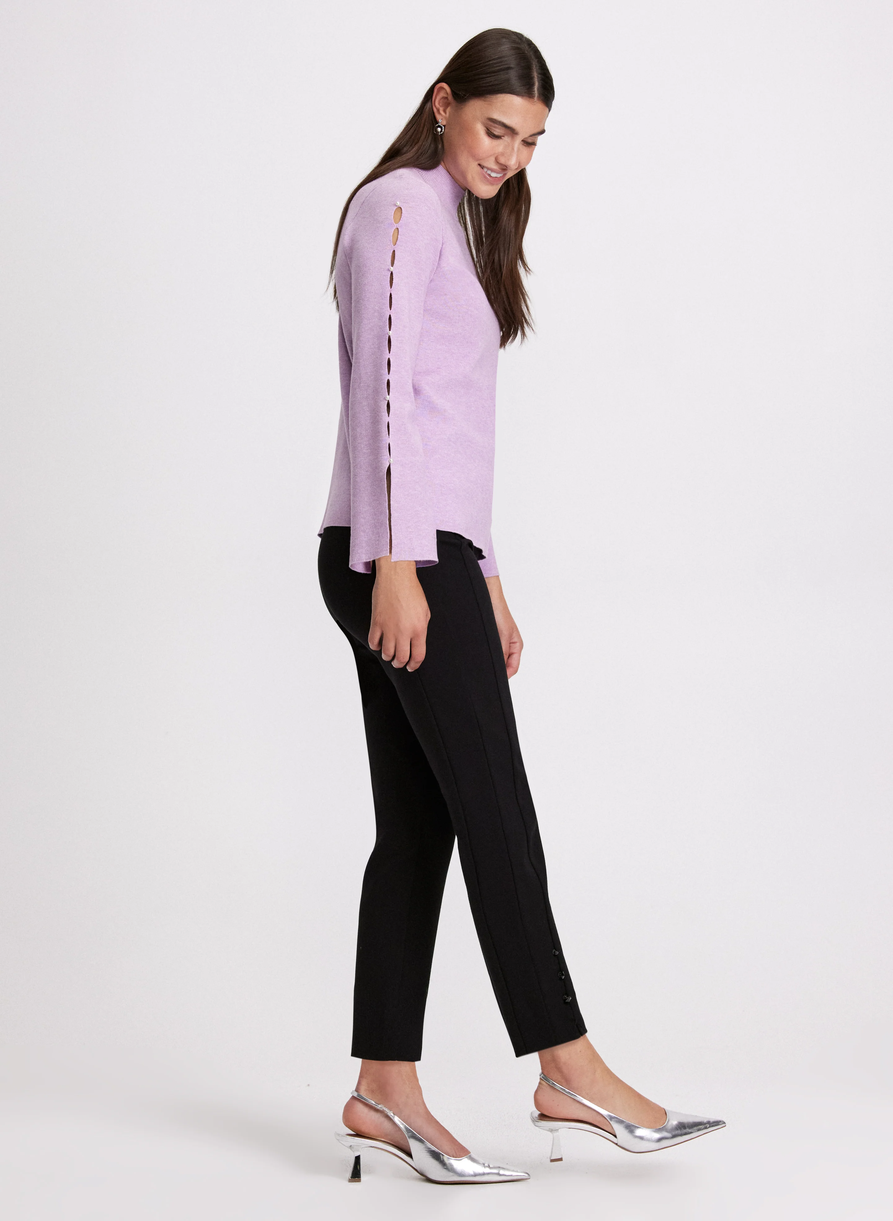 Sofia Studded Hem Slim-Leg Pants - Short - Image 2