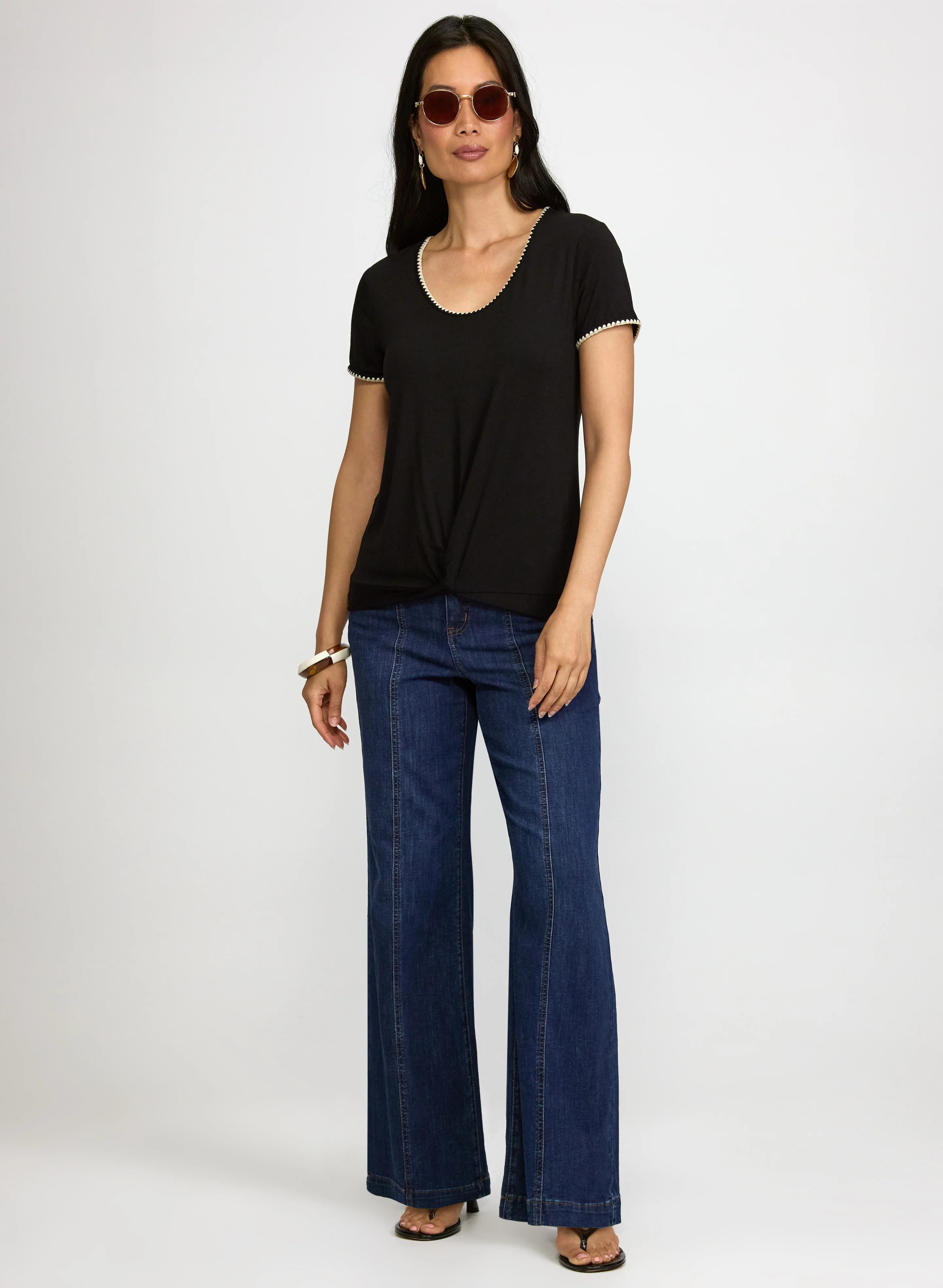 Stitch Trim Scoop Neck T-Shirt - Image 4