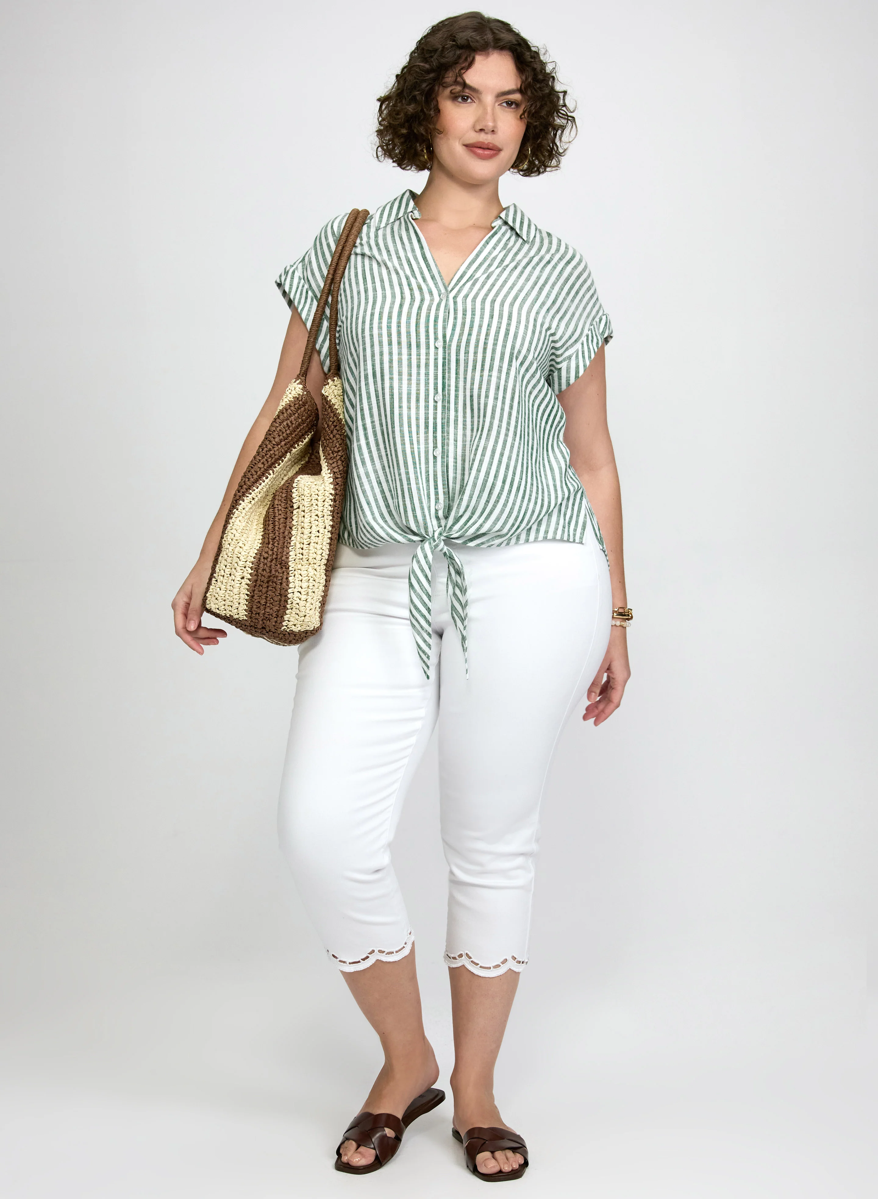 Stripe Front Tie Blouse - Image 3