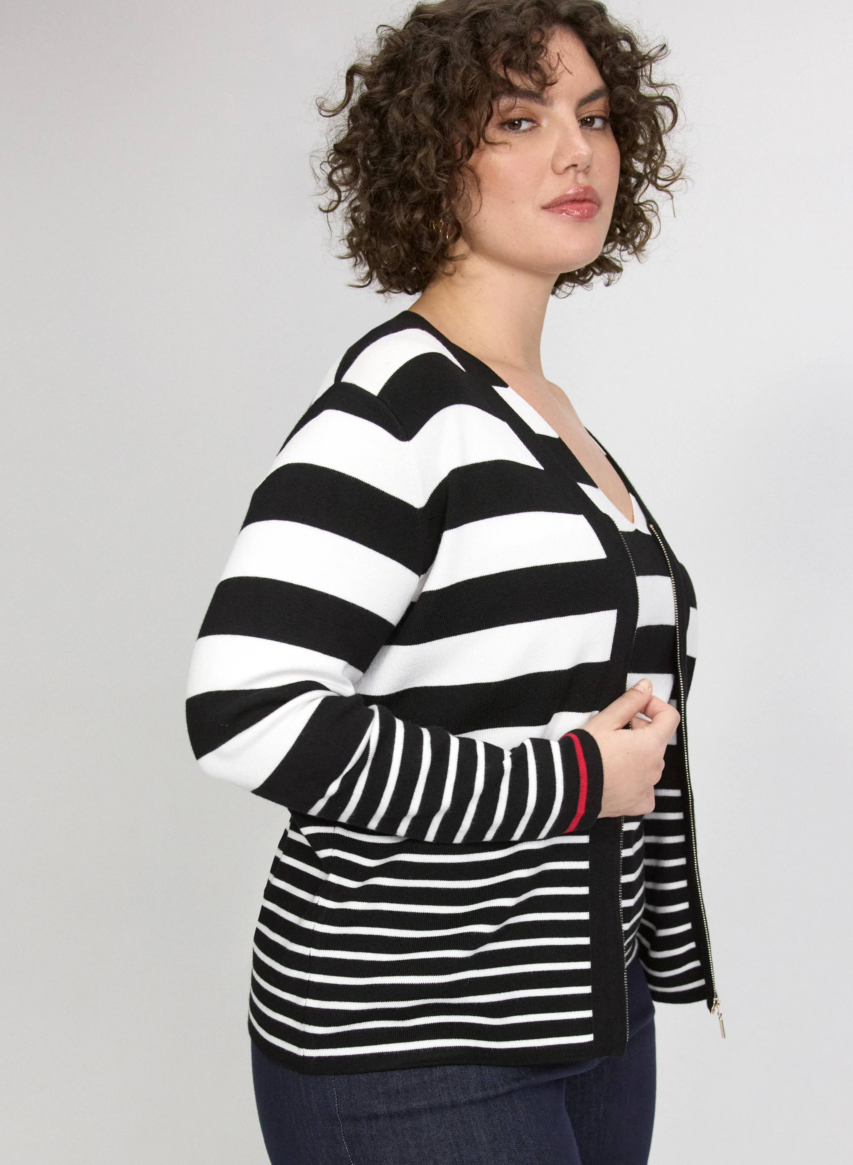 Stripe Zip Cardigan - Image 2