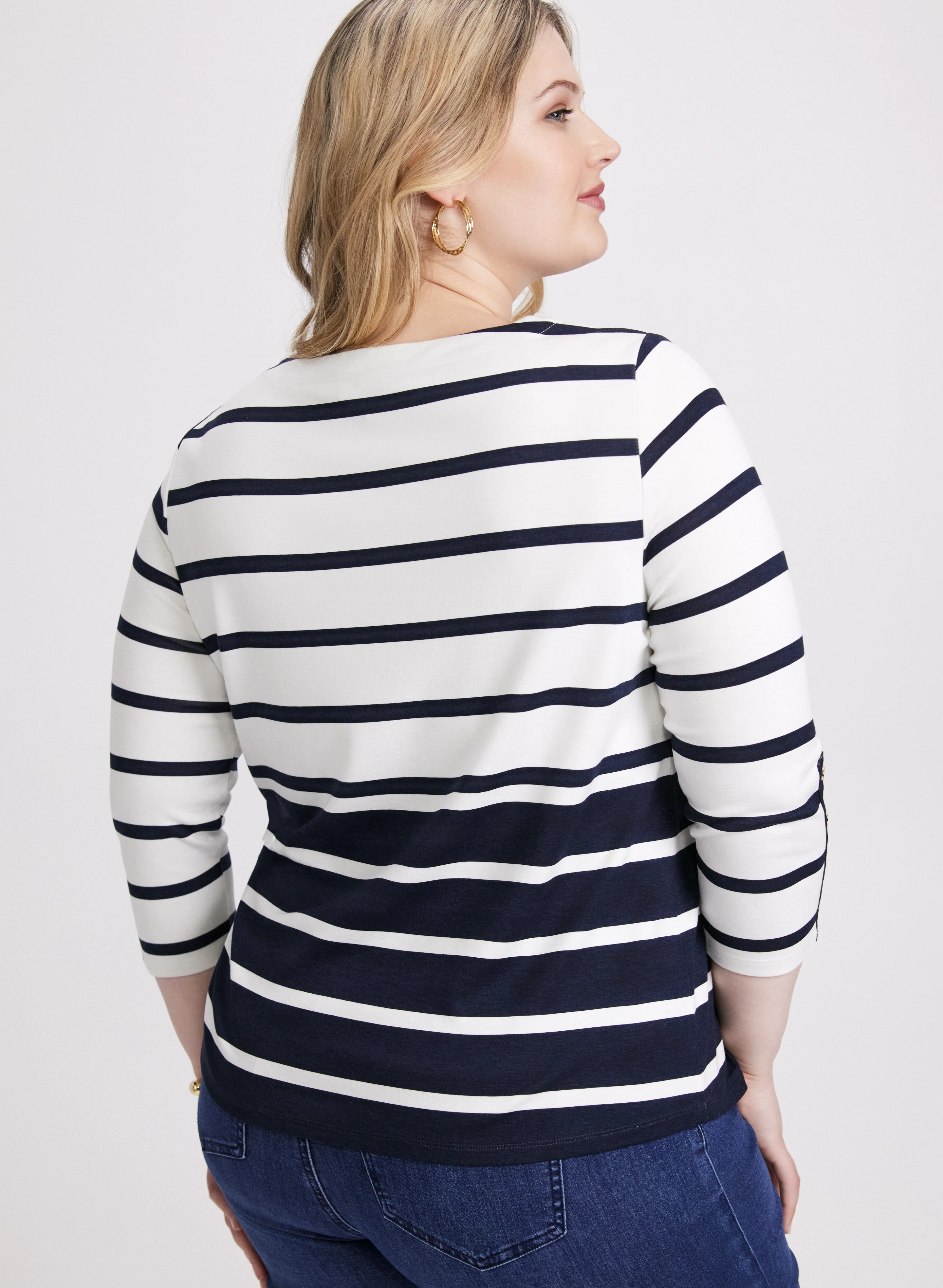 Striped Button Detail Top - Image 2