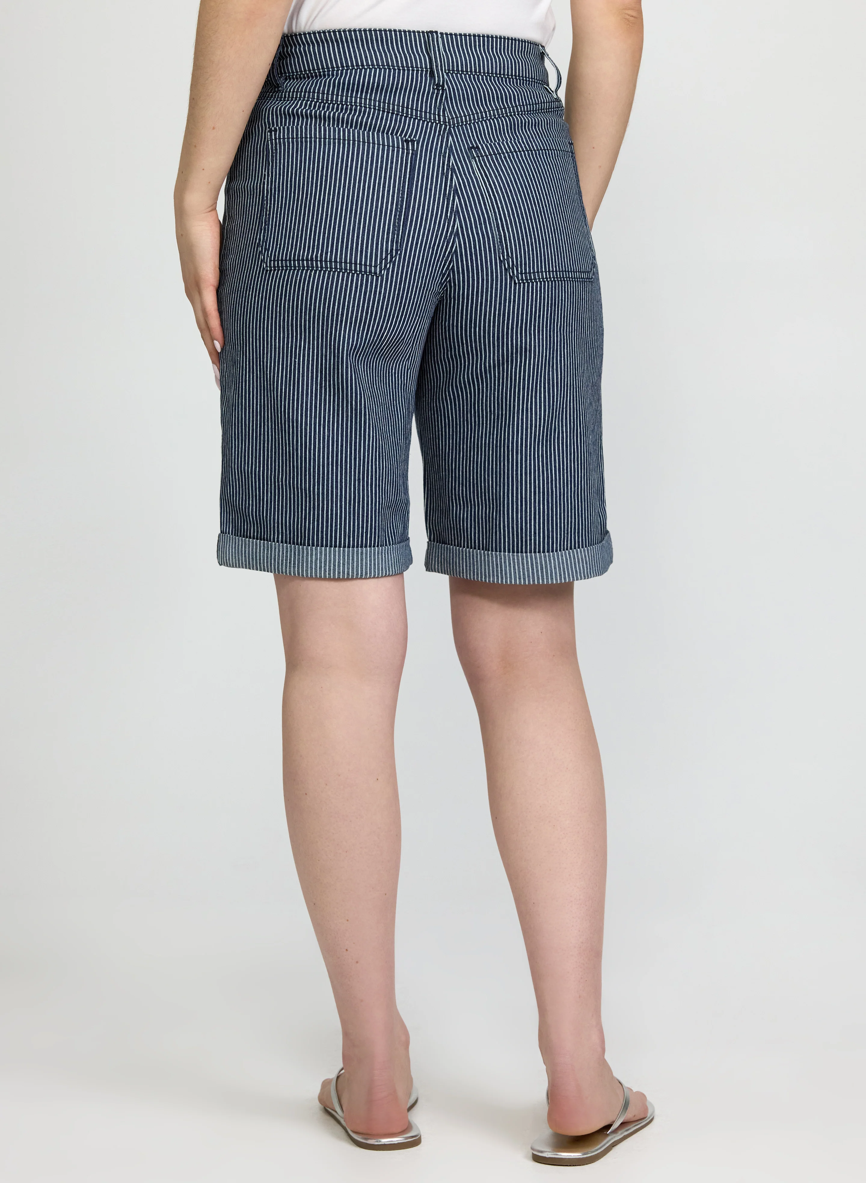 Striped Denim Shorts - Image 4