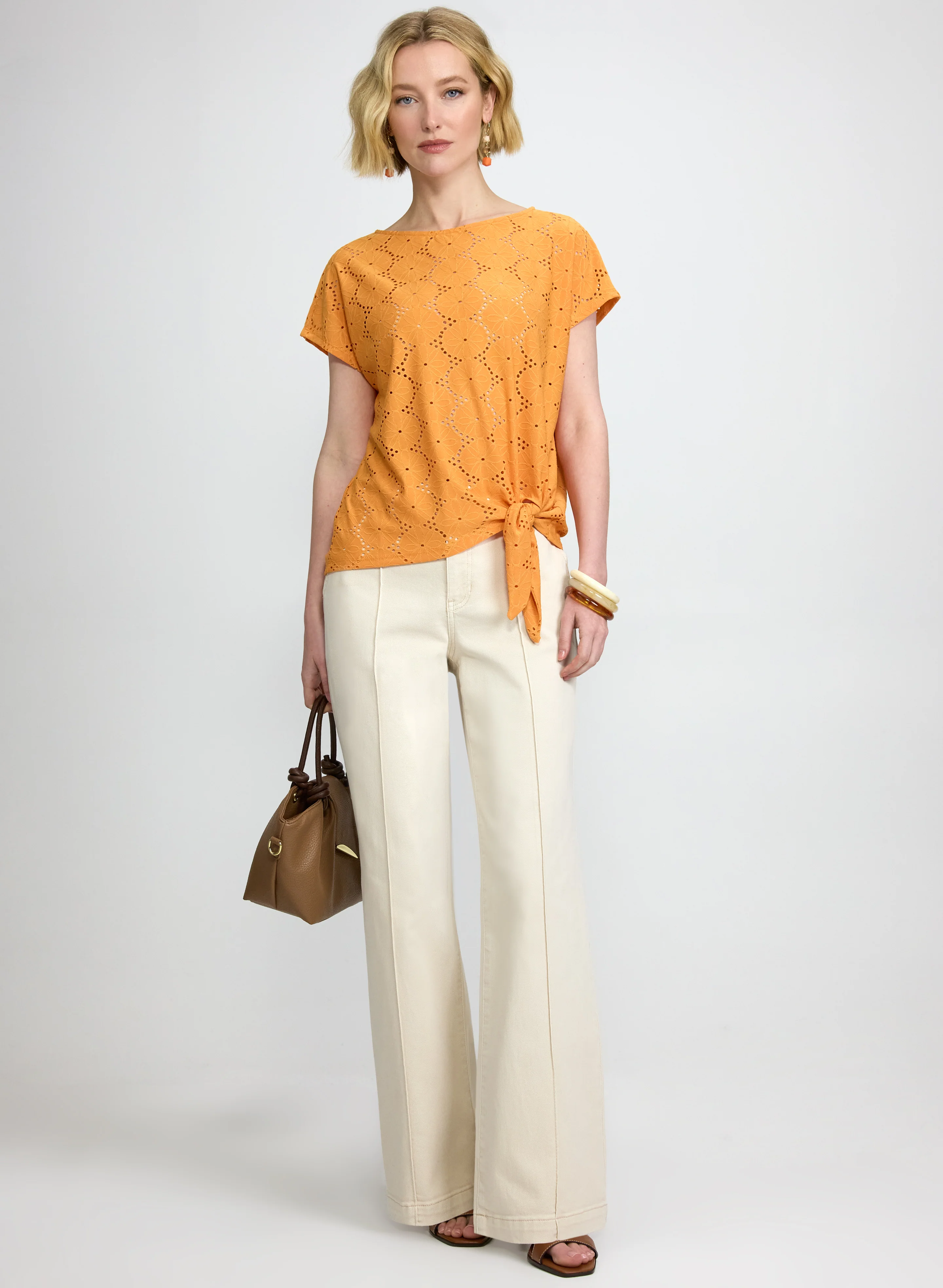 Tied-Hem Eyelet Top - Image 3