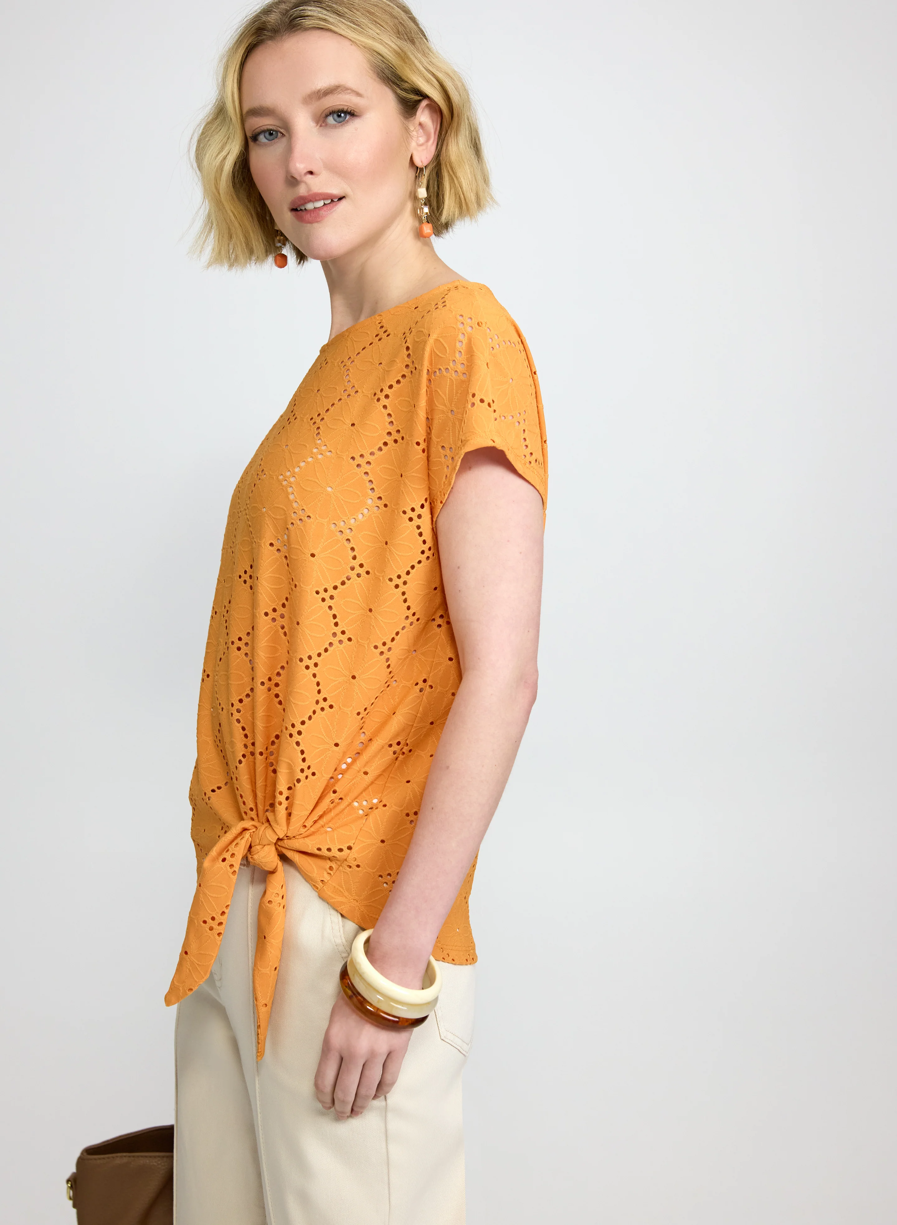 Tied-Hem Eyelet Top - Image 5