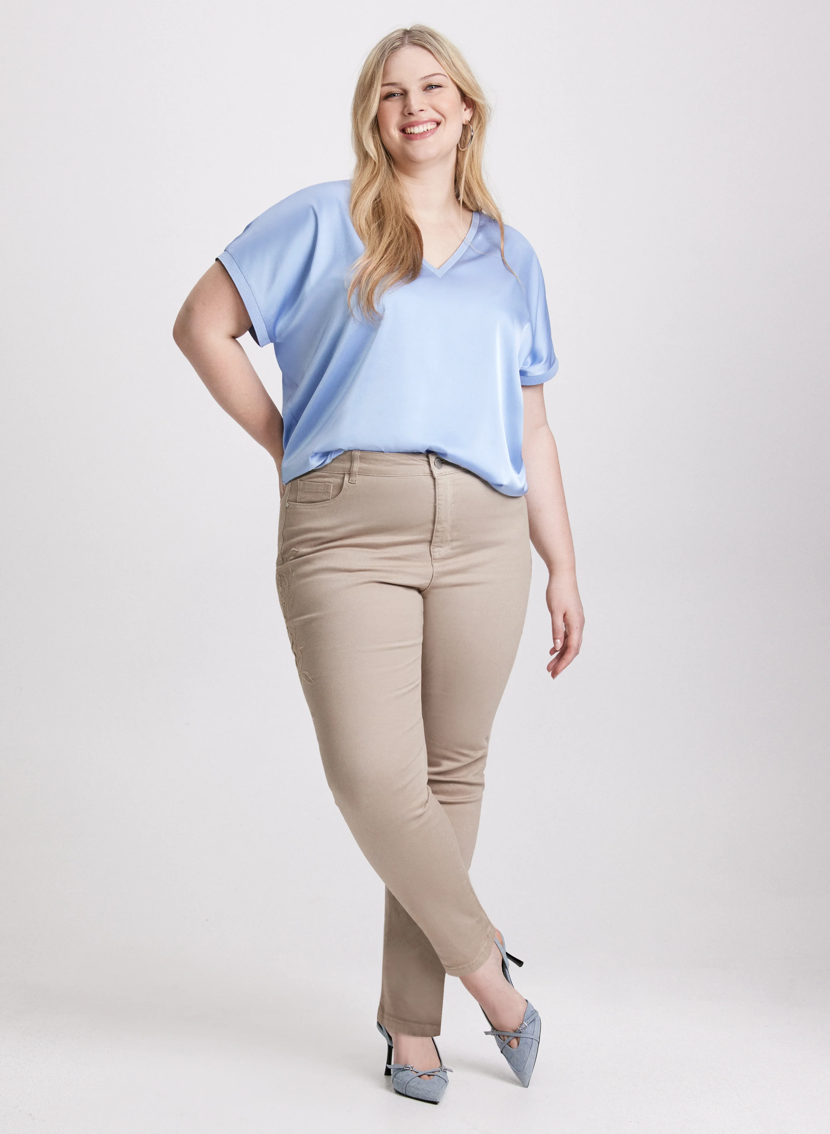 Satin V-Neck Blouse - Image 3