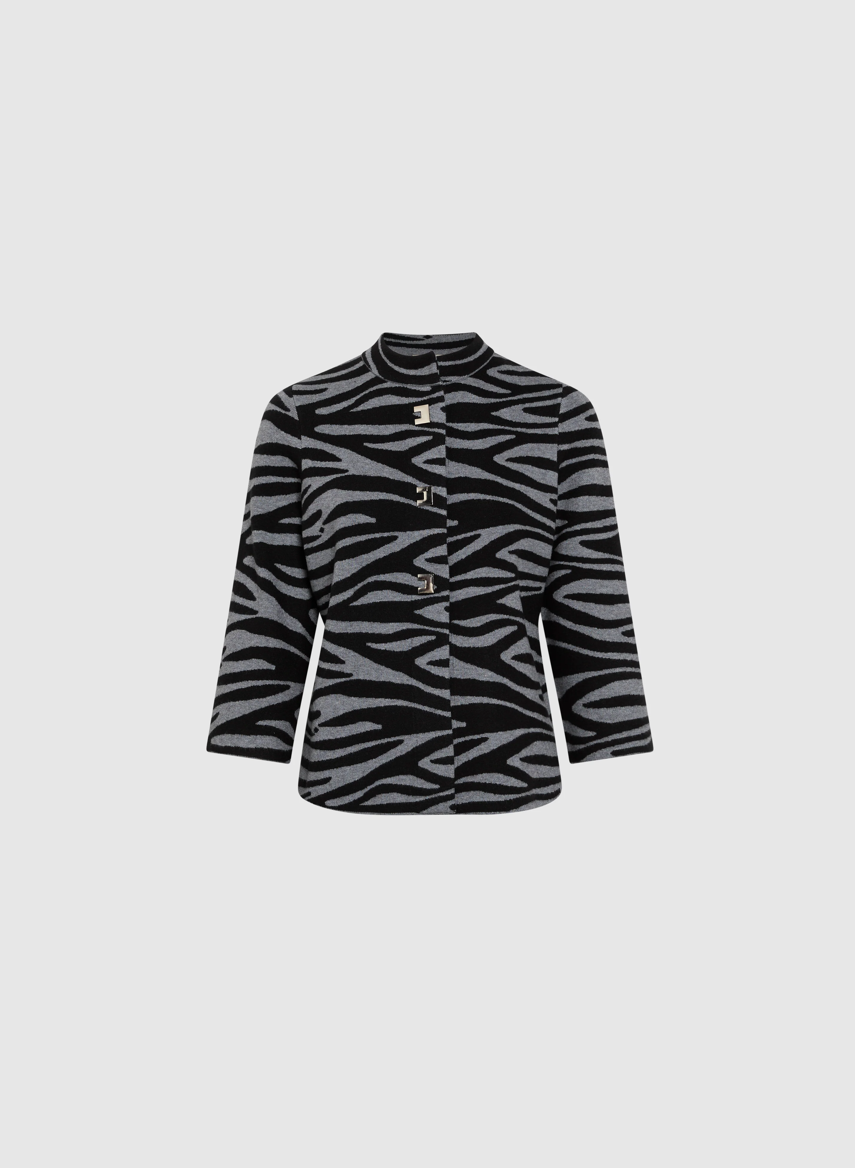 Zebra Print Mock Neck Cardigan - Image 6